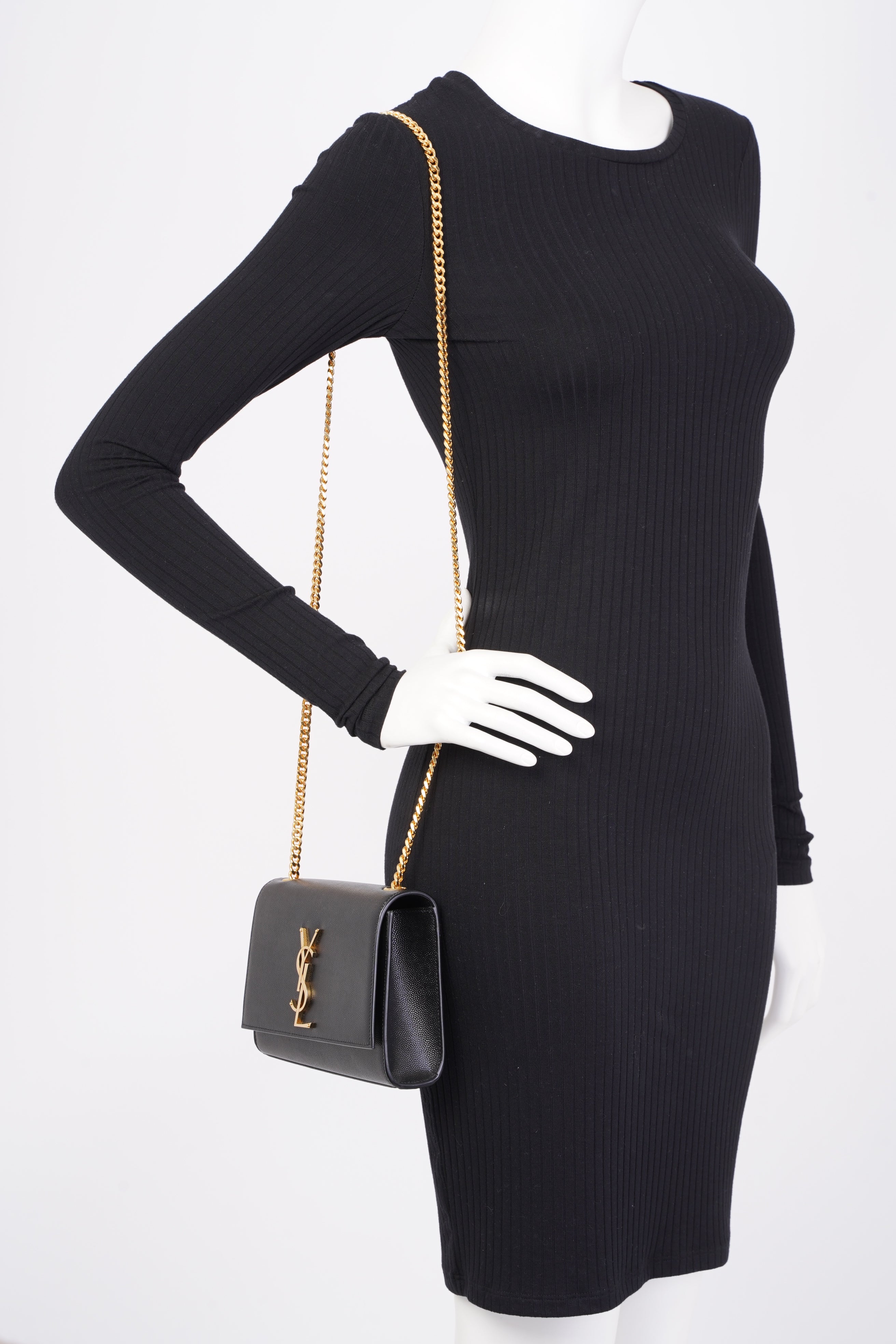 Saint Laurent Saint Kate Small Black / Gold Leather
