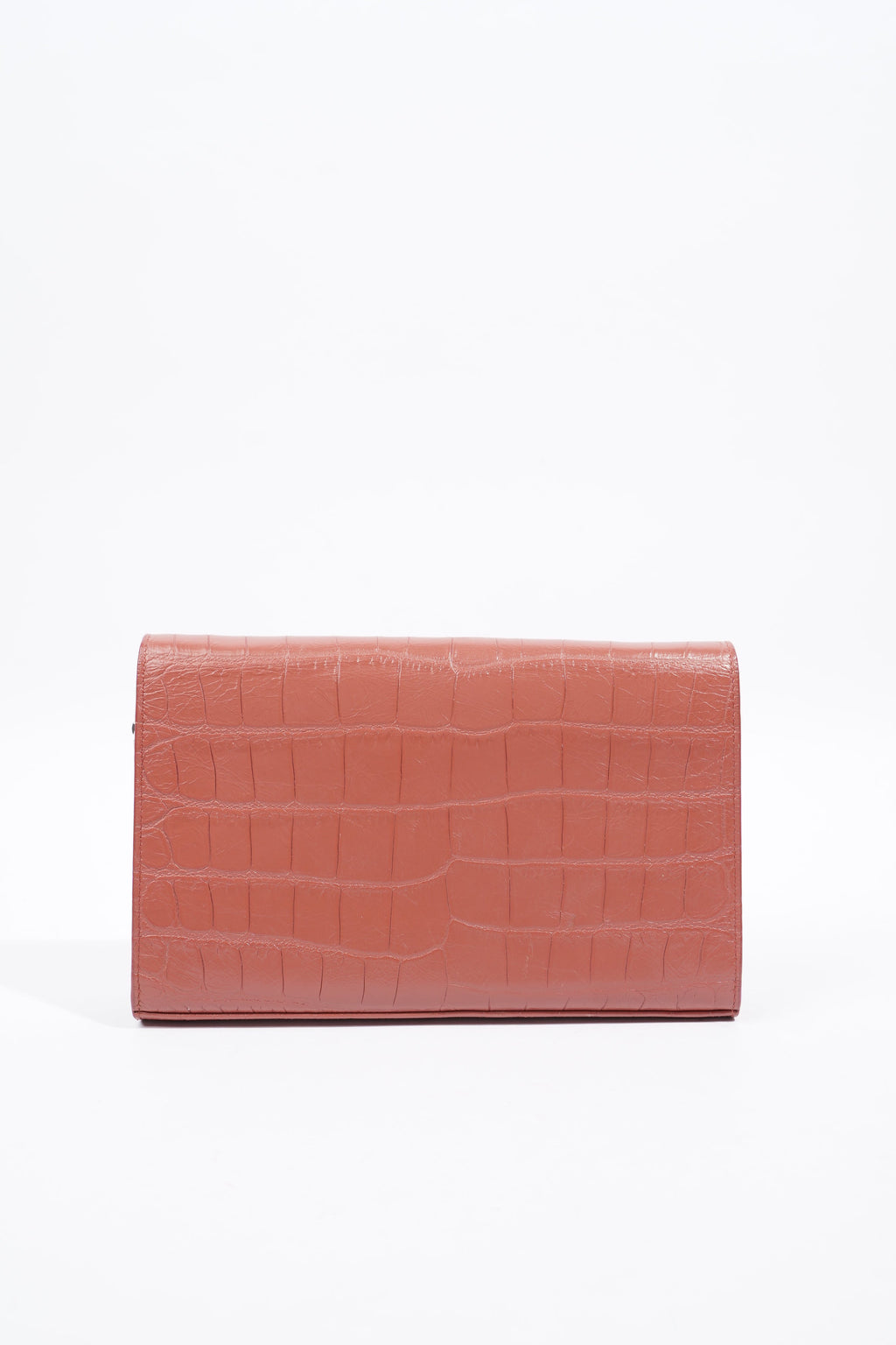 Saint Laurent Chain Wallet Dark Pink Embossed Leather