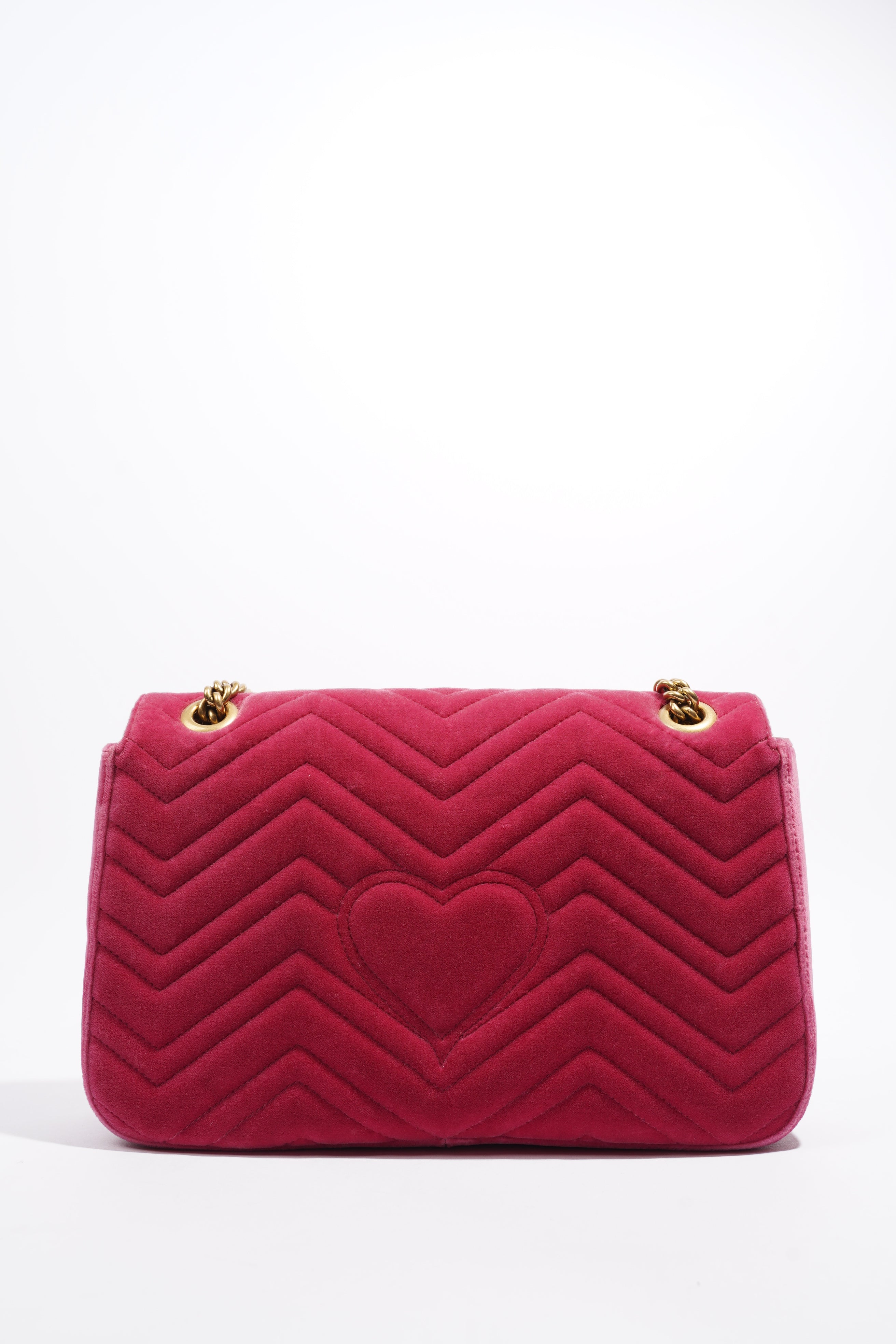 Gucci GG Marmont Blind For Love Pink Embroided Velvet Medium