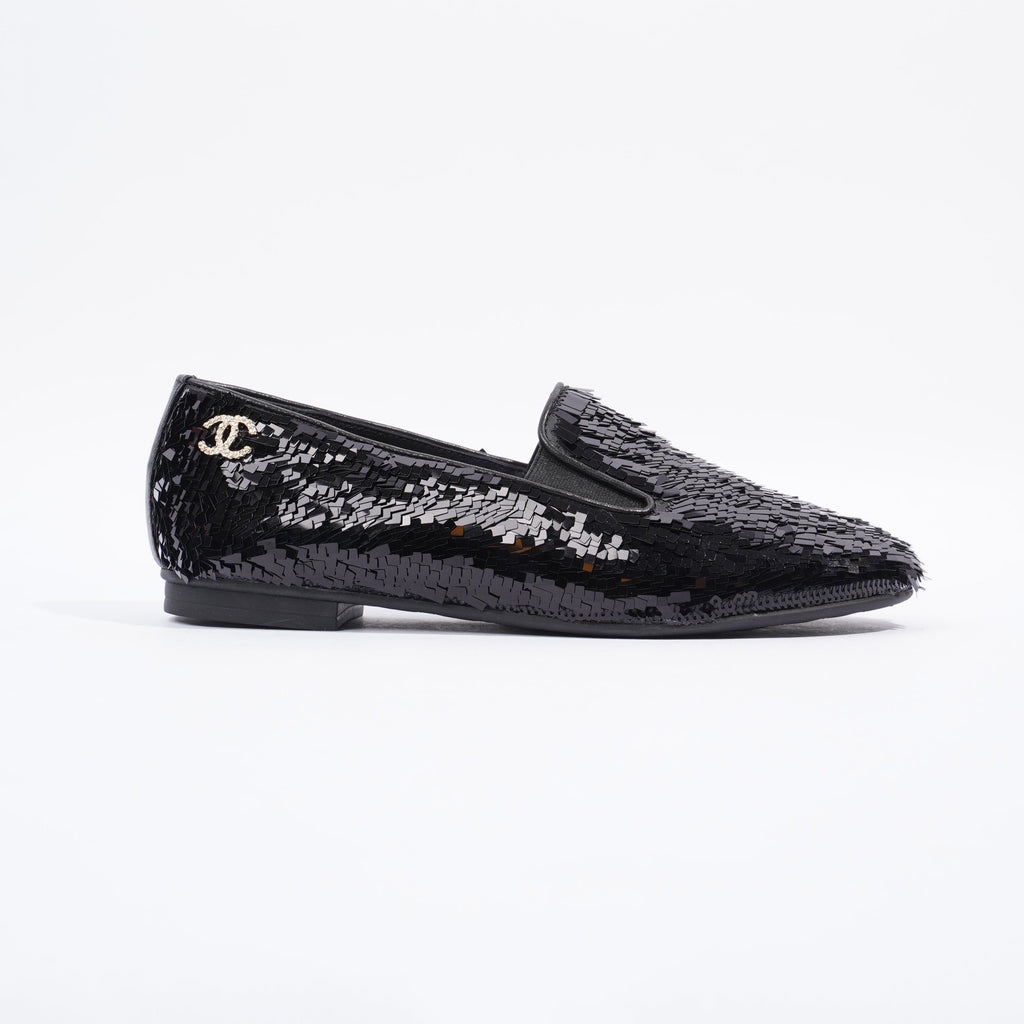 Chanel Loafer Black Sequin EU 36.5 UK 3.5