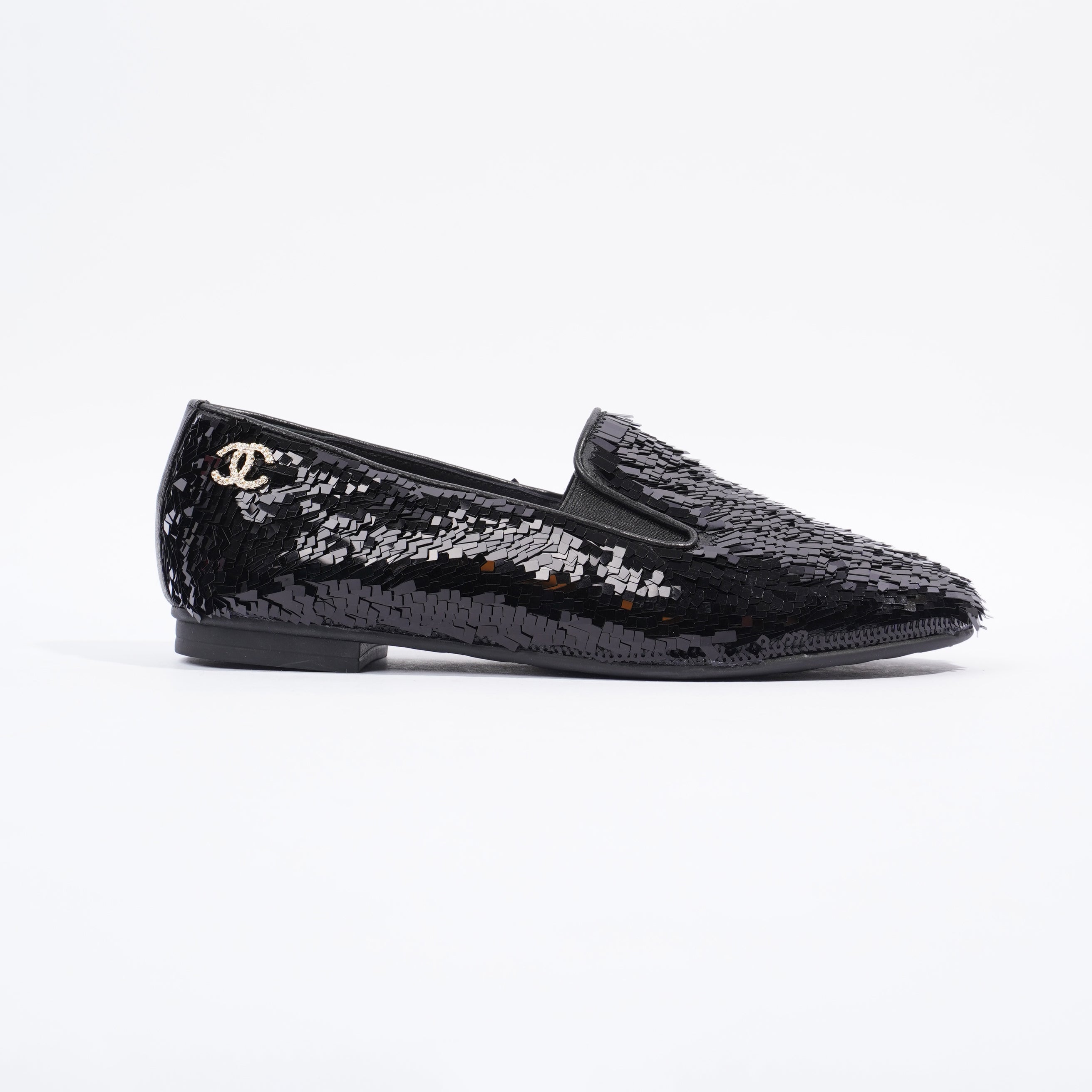 Chanel Loafer Black Sequin EU 36.5 UK 3.5