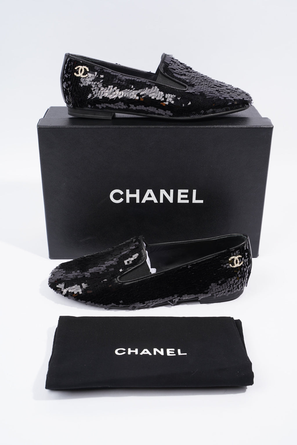 Chanel Loafer Black Sequin EU 36.5 UK 3.5