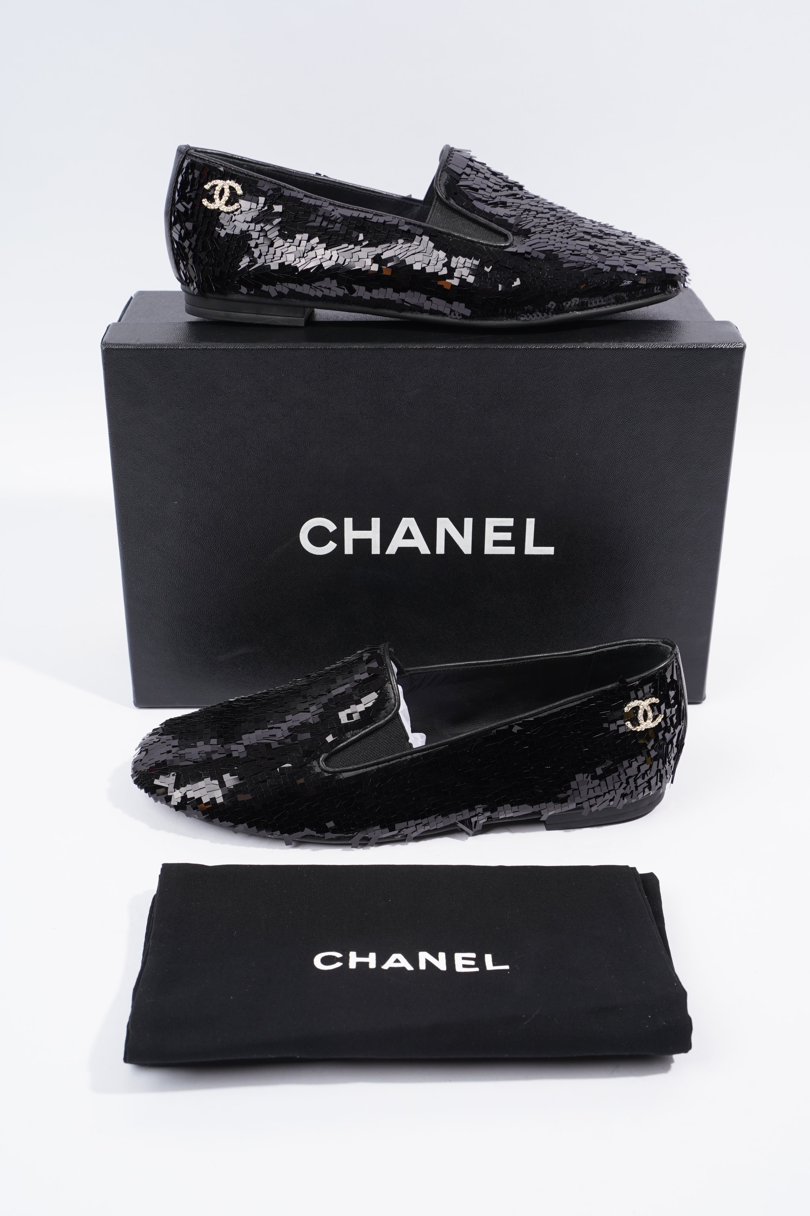 Chanel Loafer Black Sequin EU 36.5 UK 3.5