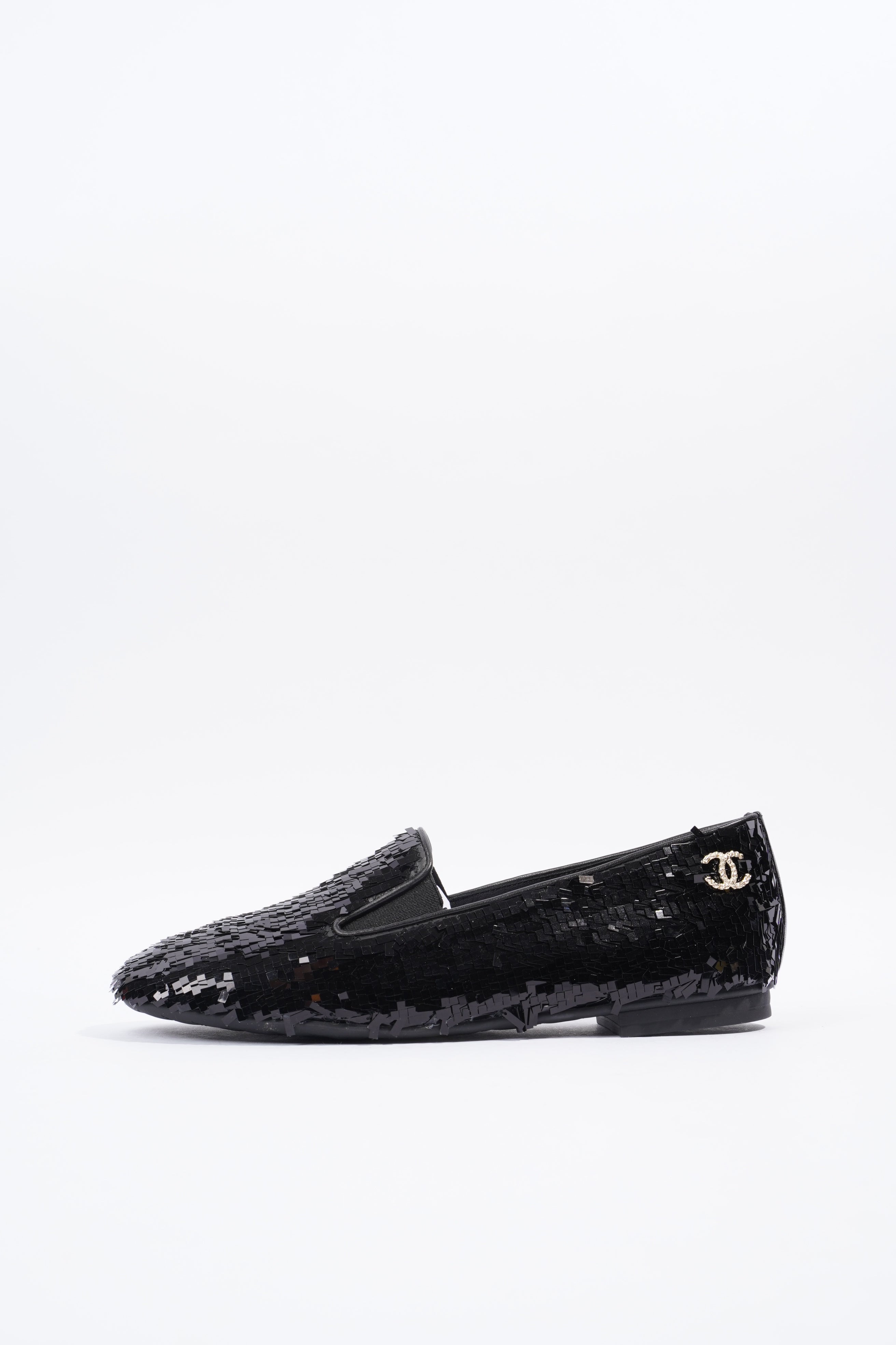 Chanel Loafer Black Sequin EU 36.5 UK 3.5