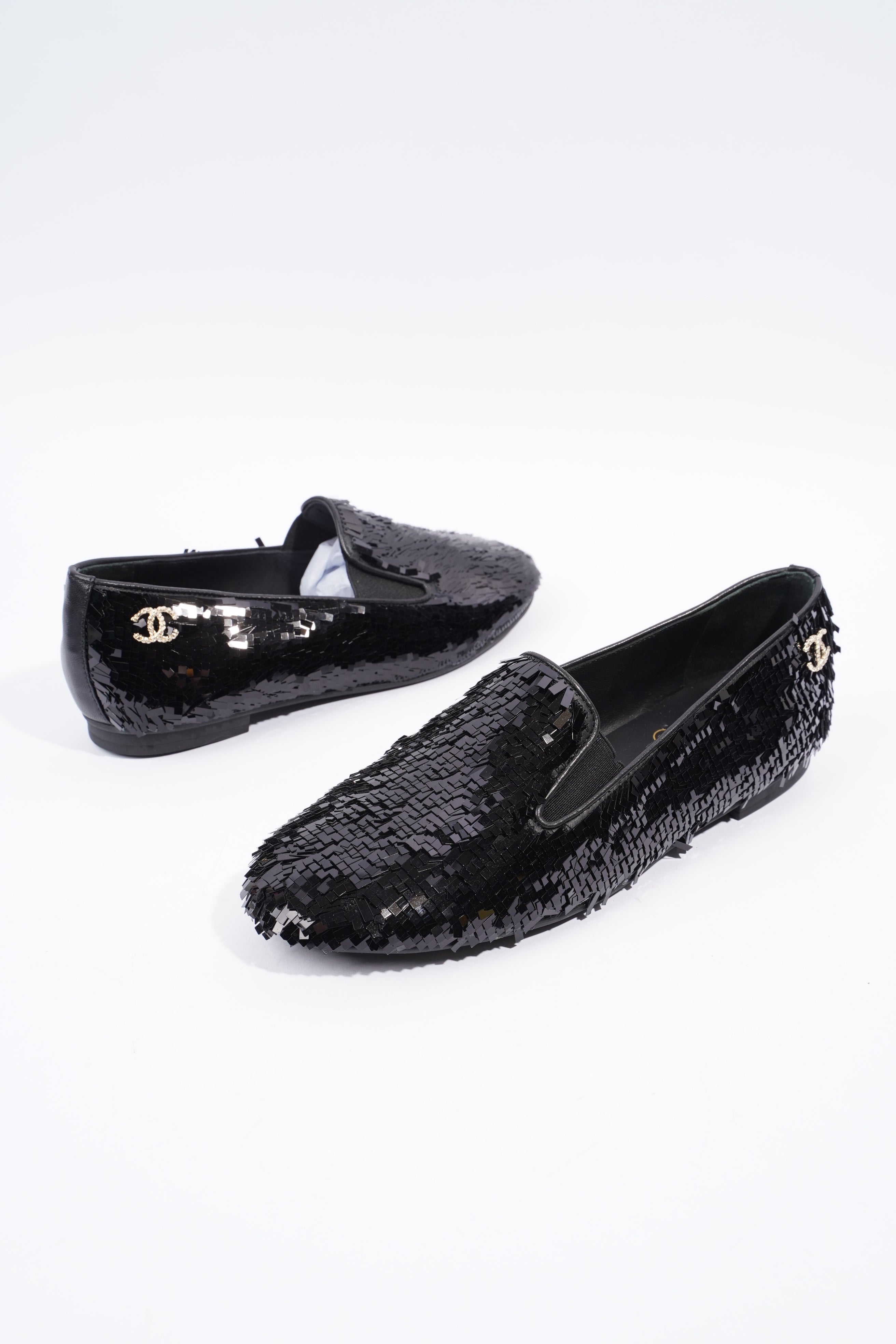 Chanel Loafer Black Sequin EU 36.5 UK 3.5