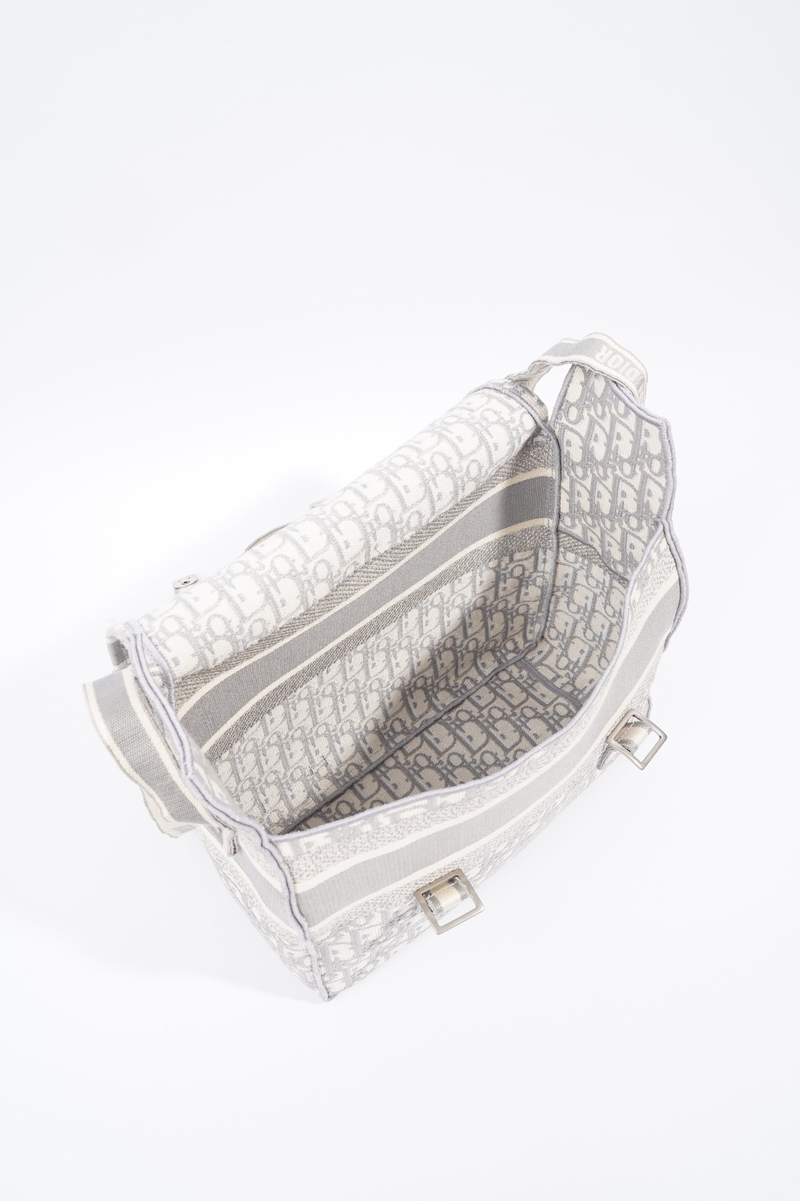 Christian Dior Diorcamp Grey / Silver Oblique Embroidery Canvas