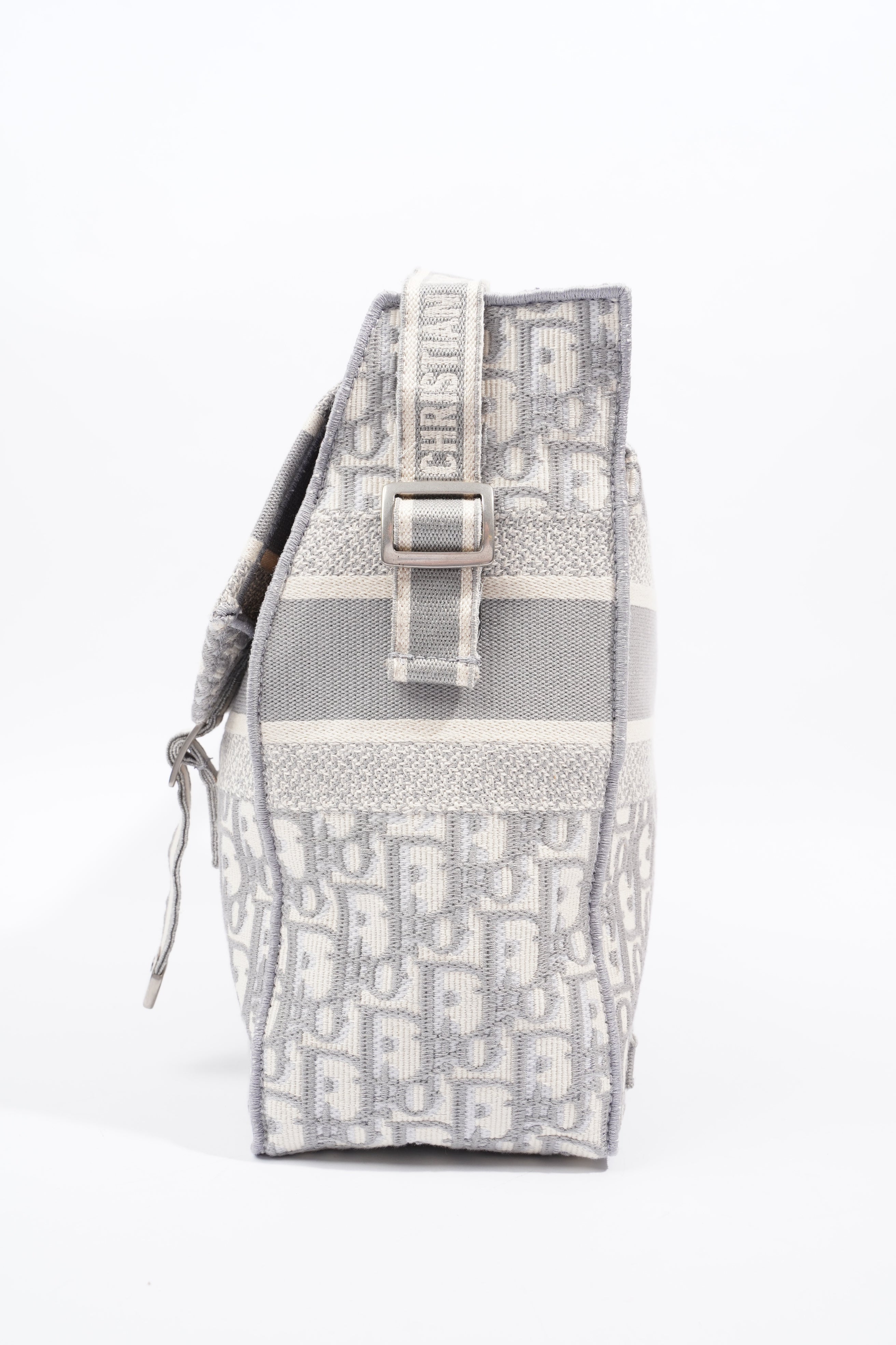 Christian Dior Diorcamp Grey / Silver Oblique Embroidery Canvas