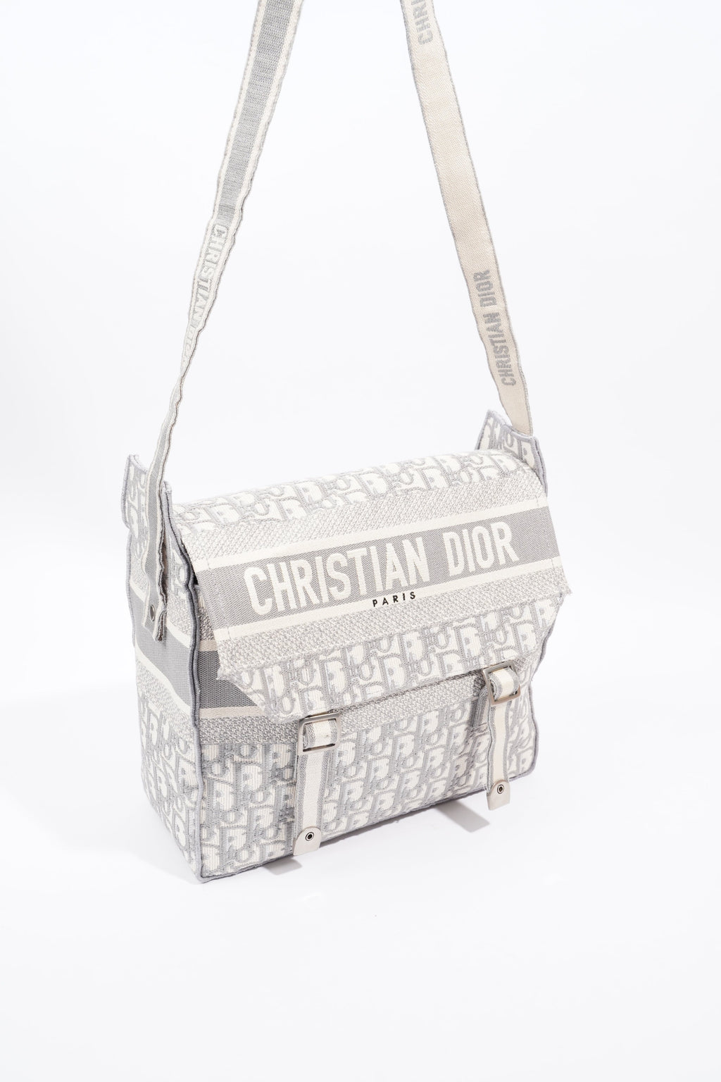 Christian Dior Diorcamp Grey / Silver Oblique Embroidery Canvas