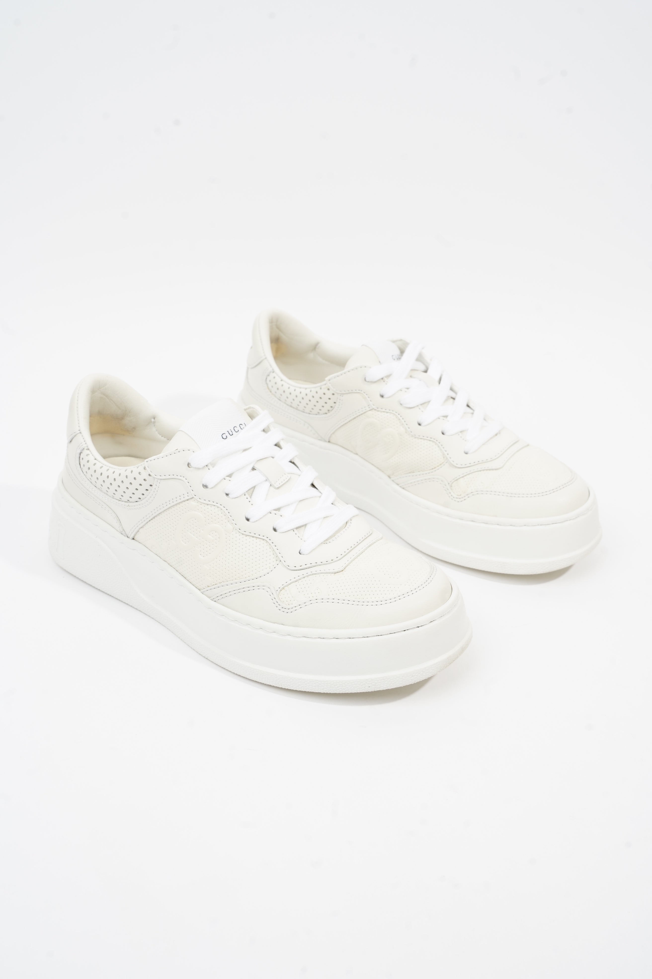 Gucci GG Embossed White Leather EU 38 UK 5