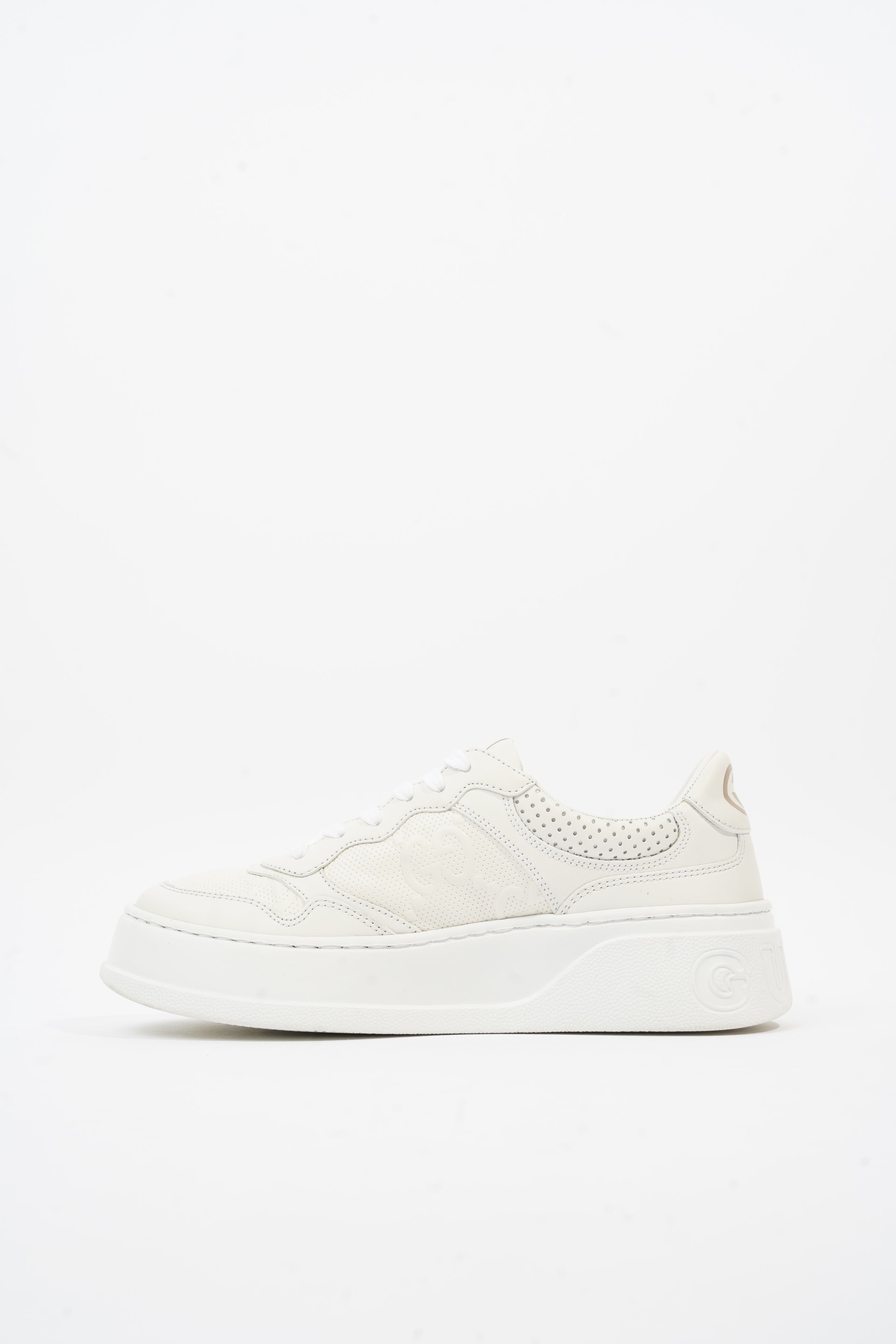 Gucci GG Embossed White Leather EU 38 UK 5