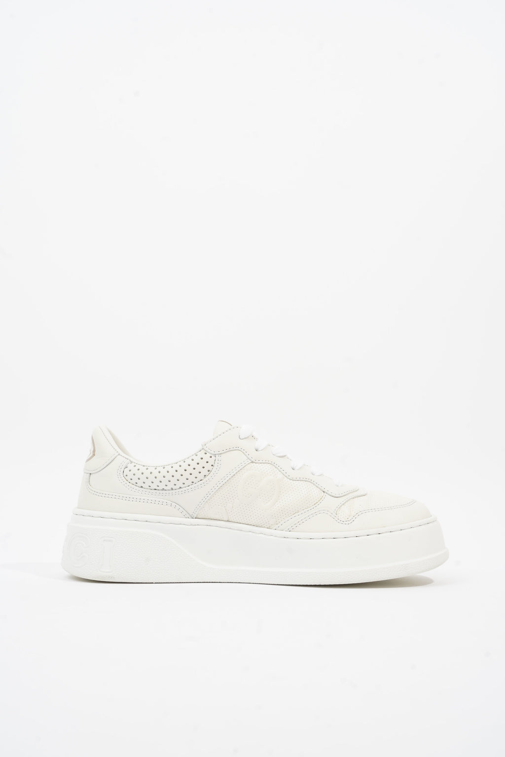 Gucci GG Embossed White Leather EU 38 UK 5