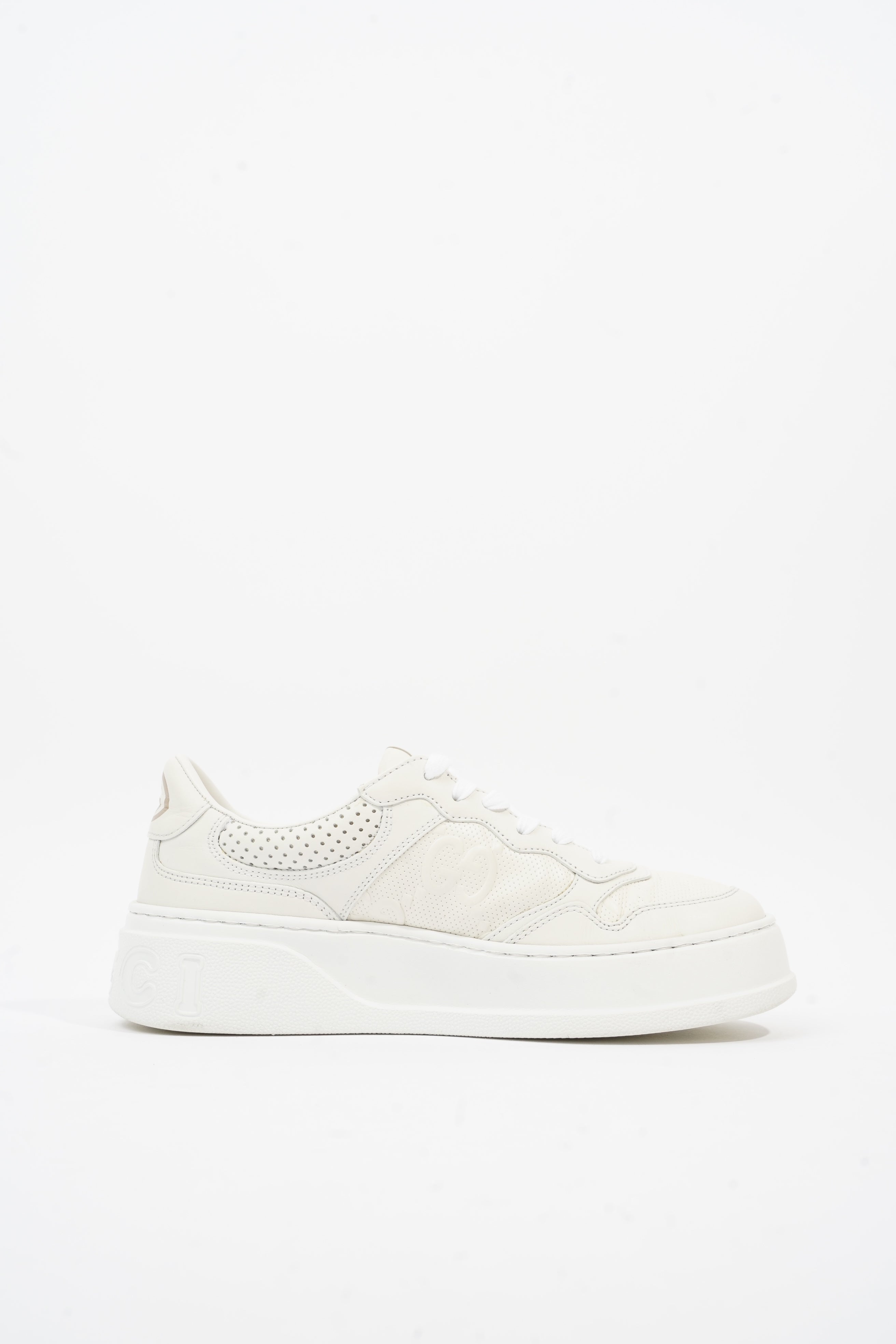 Gucci GG Embossed White Leather EU 38 UK 5