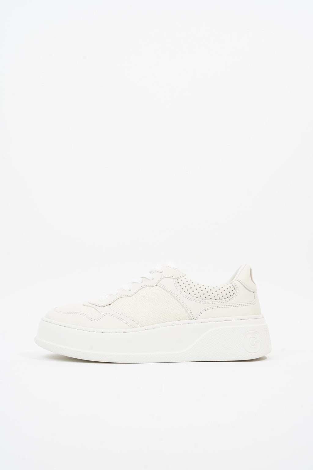 Gucci GG Embossed White Leather EU 38 UK 5