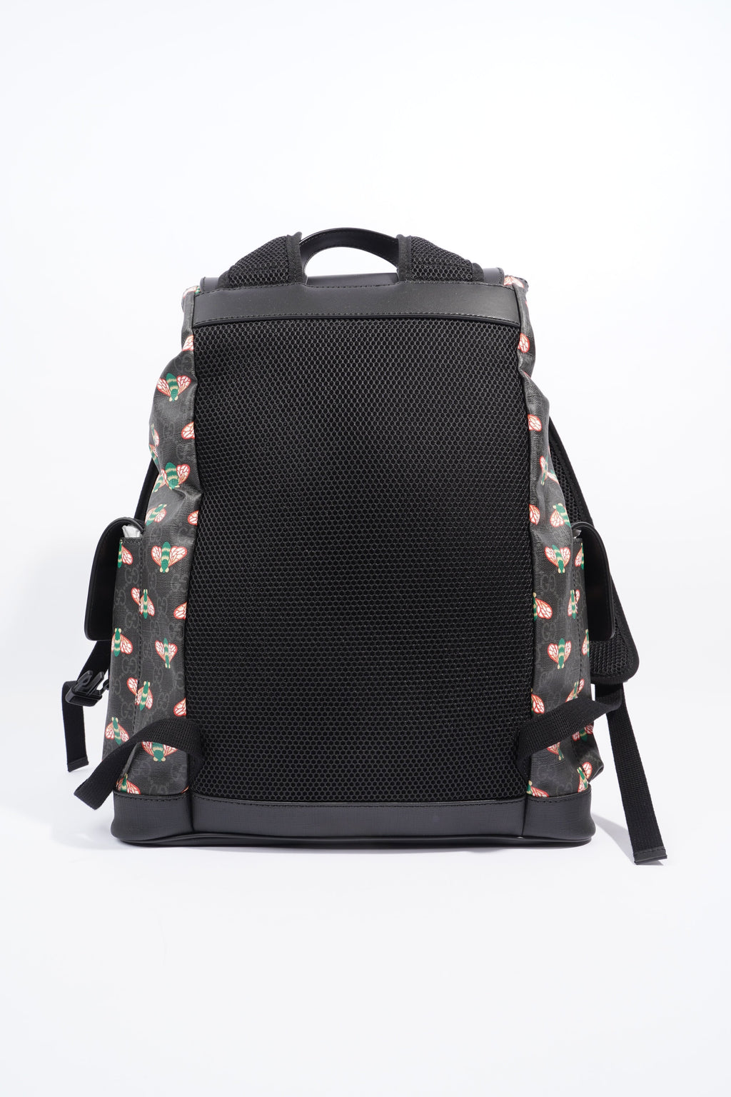 Gucci GG Supreme Bee Backpack Black / Red And Green Bee Print Coated Canvas