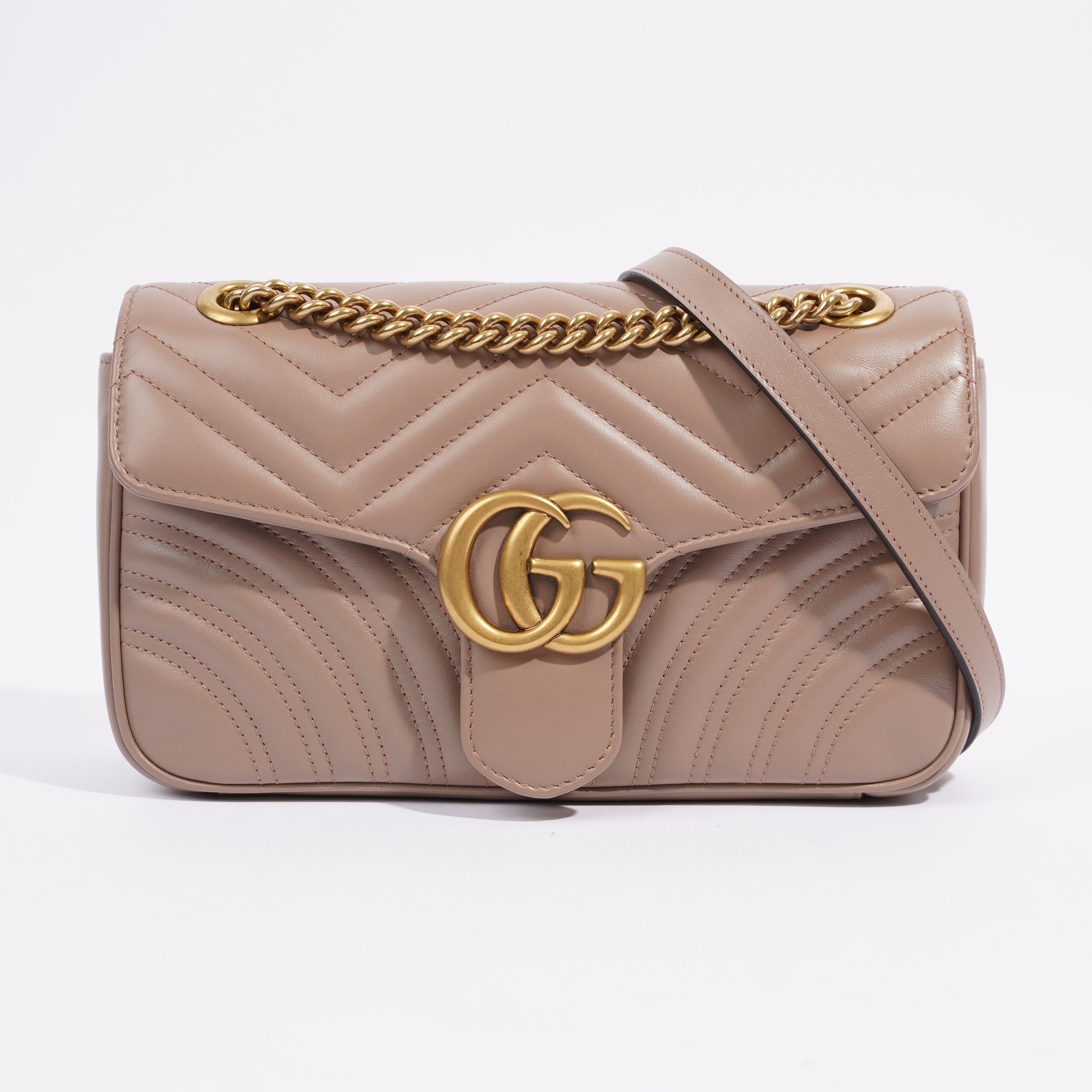 Gucci GG Marmont Matelasse Dusty Pink Matelasse Leather Small