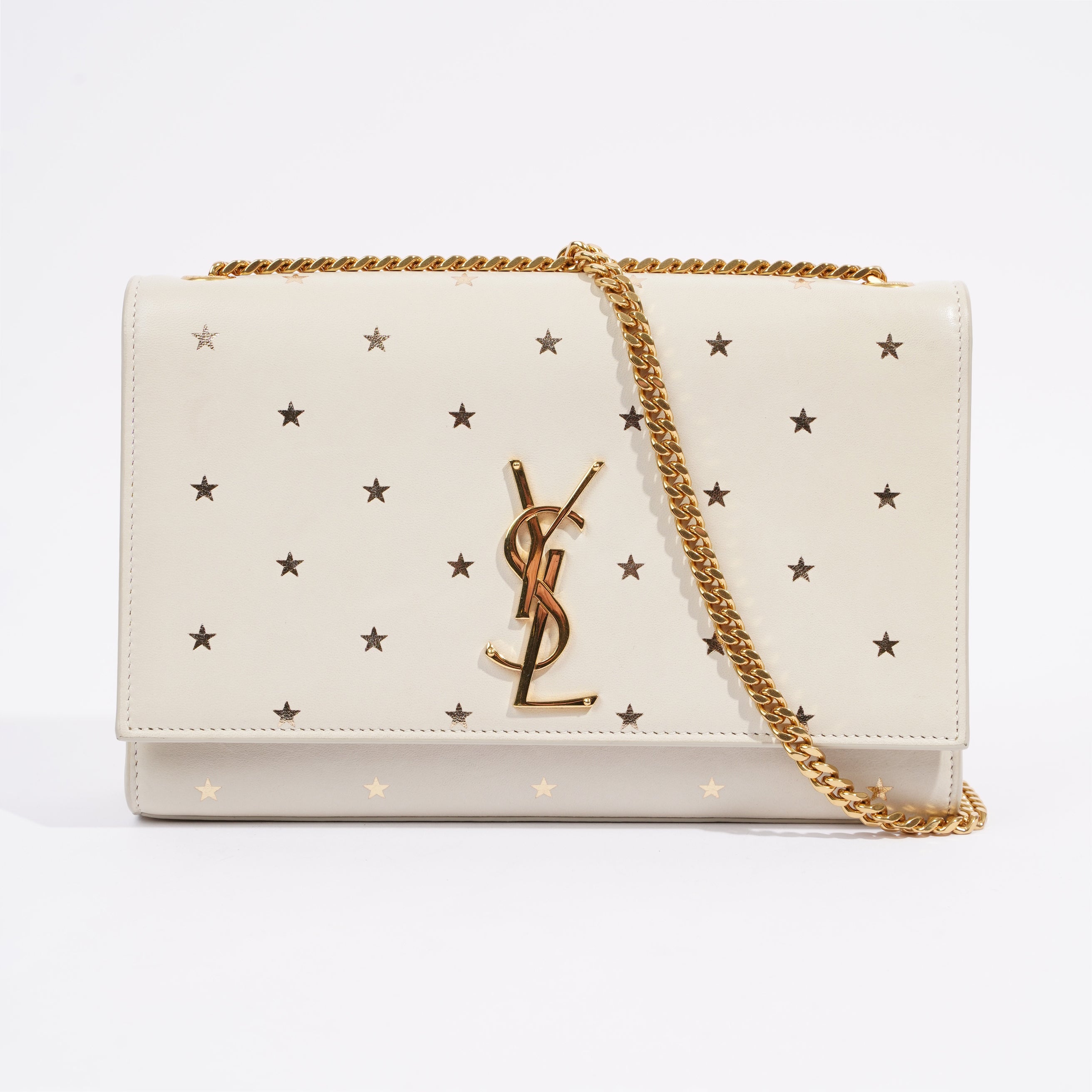 Saint Laurent Kate Cream / Gold Leather Medium