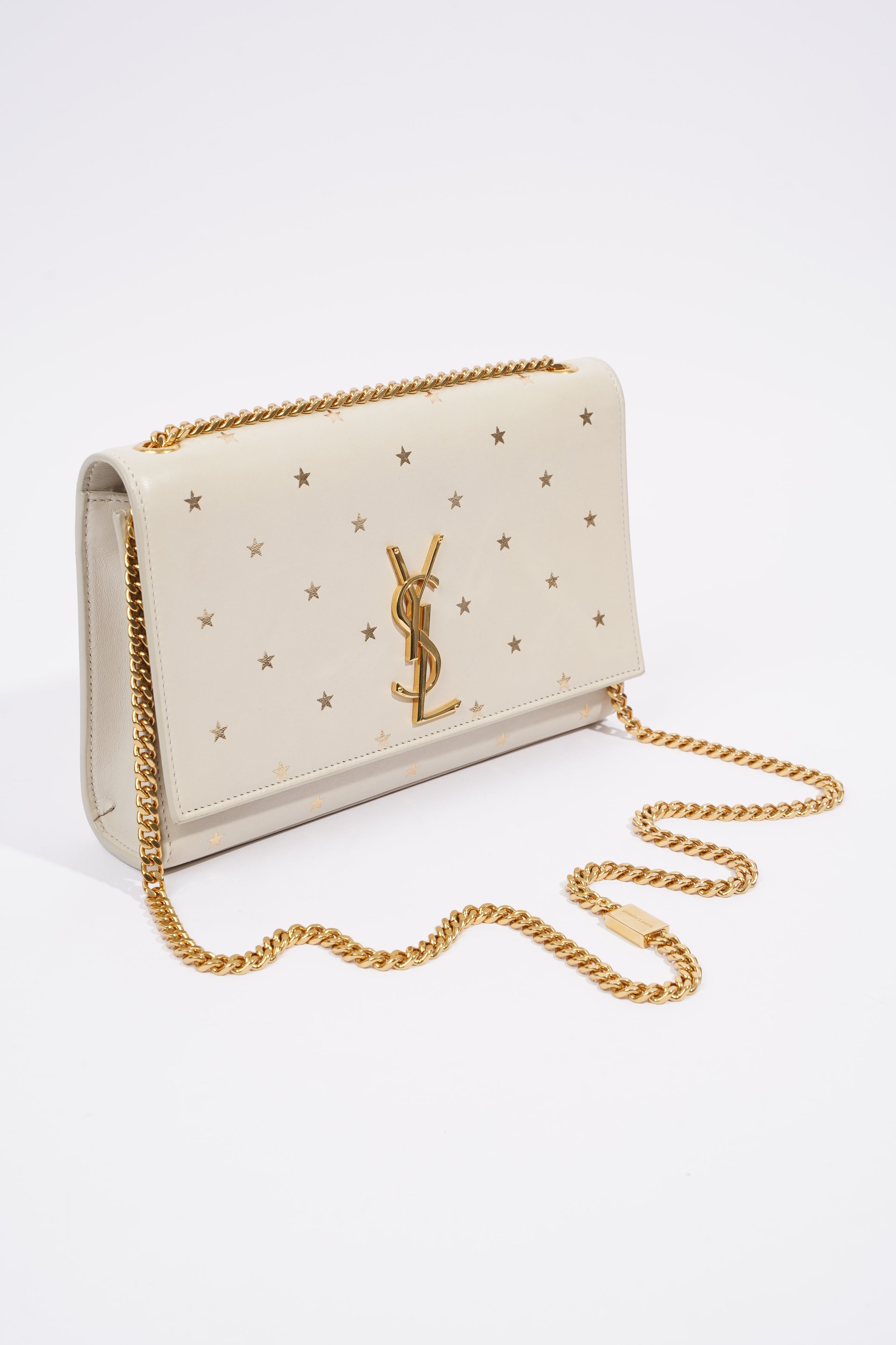 Saint Laurent Kate Cream / Gold Leather Medium