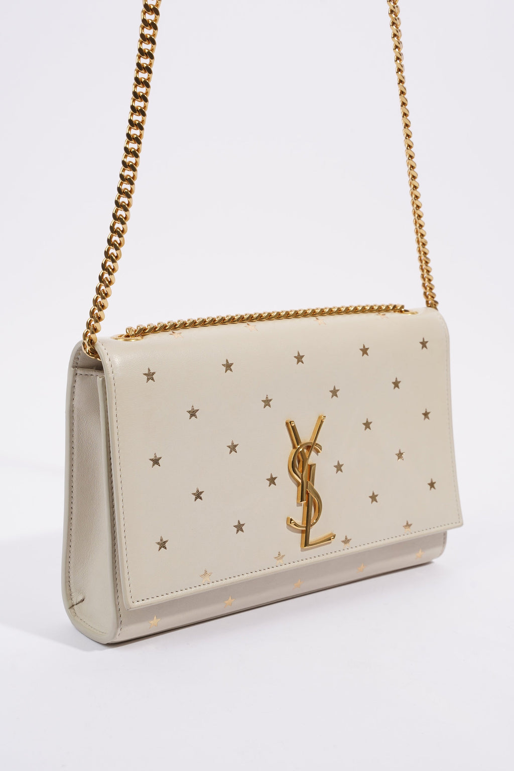 Saint Laurent Kate Cream / Gold Leather Medium
