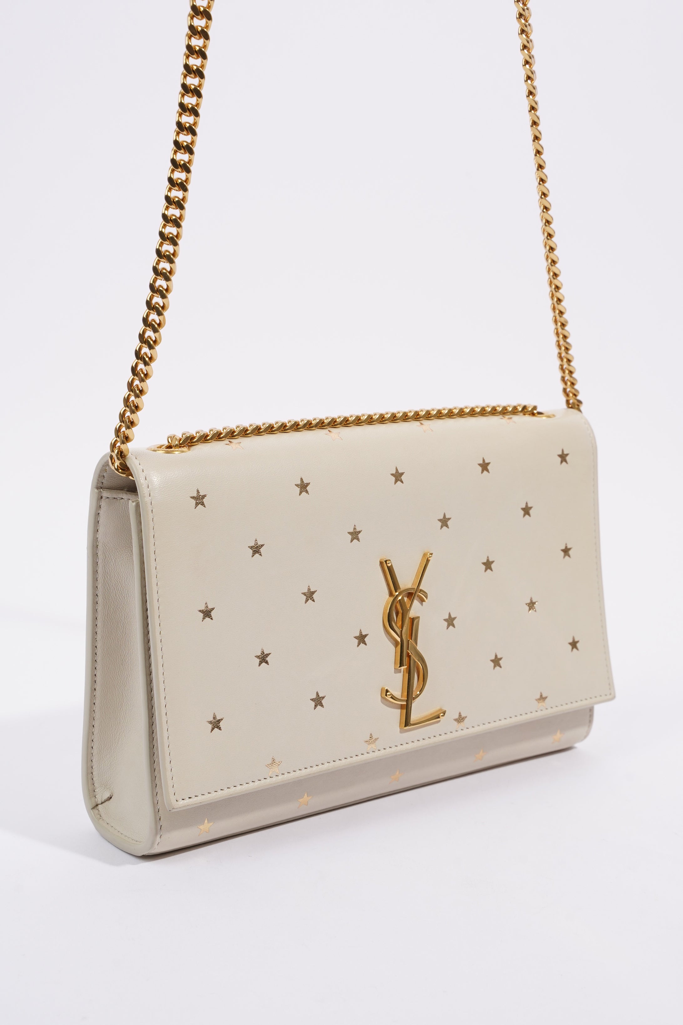 Saint Laurent Kate Cream / Gold Leather Medium