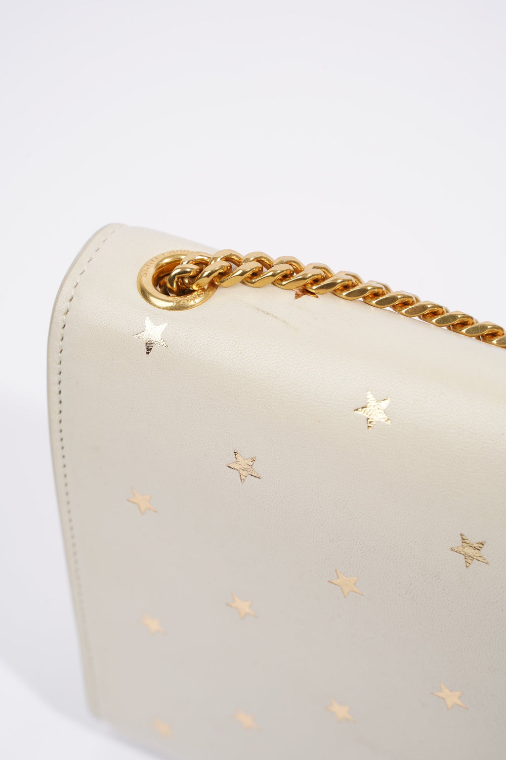 Saint Laurent Kate Cream / Gold Leather Medium