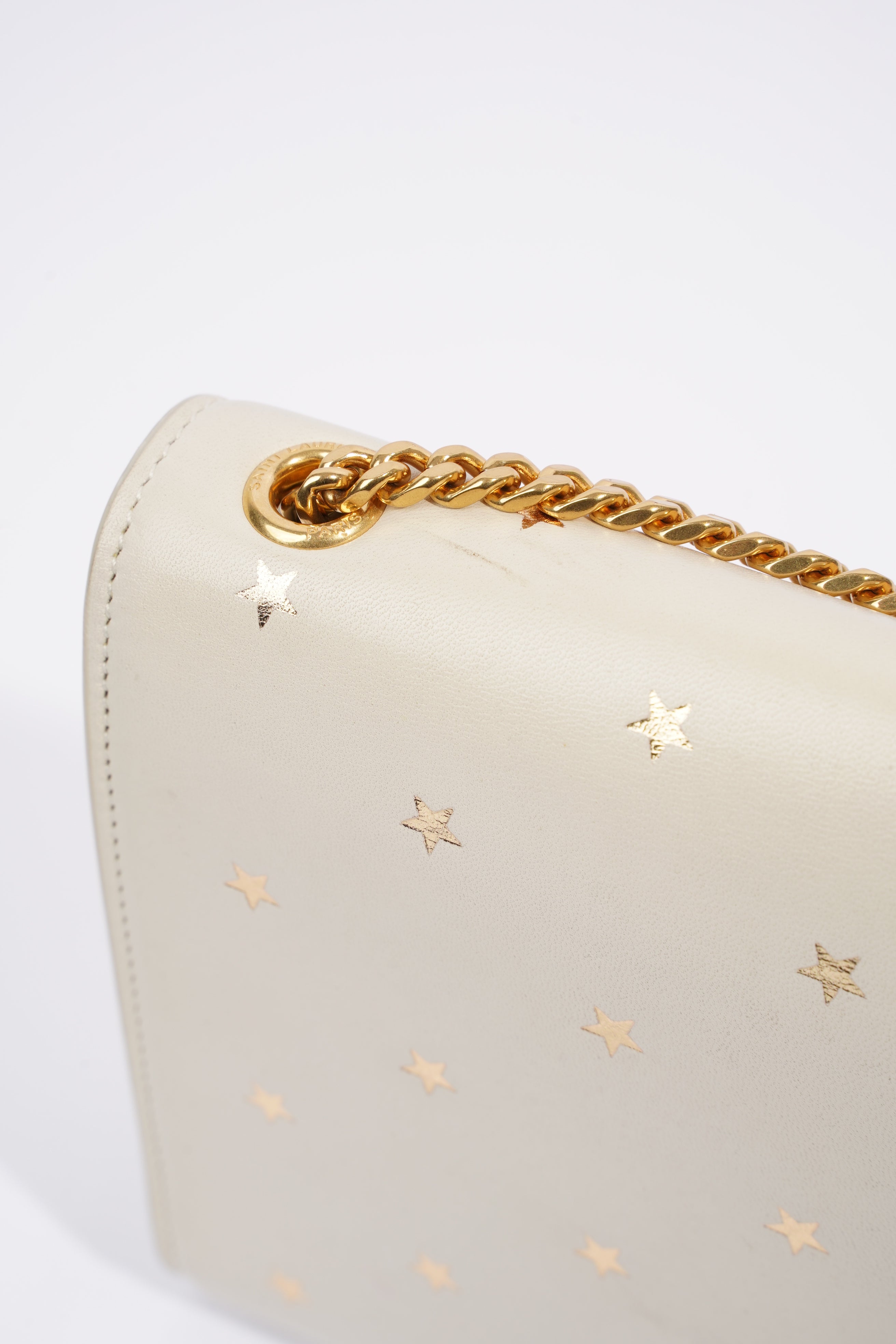 Saint Laurent Kate Cream / Gold Leather Medium