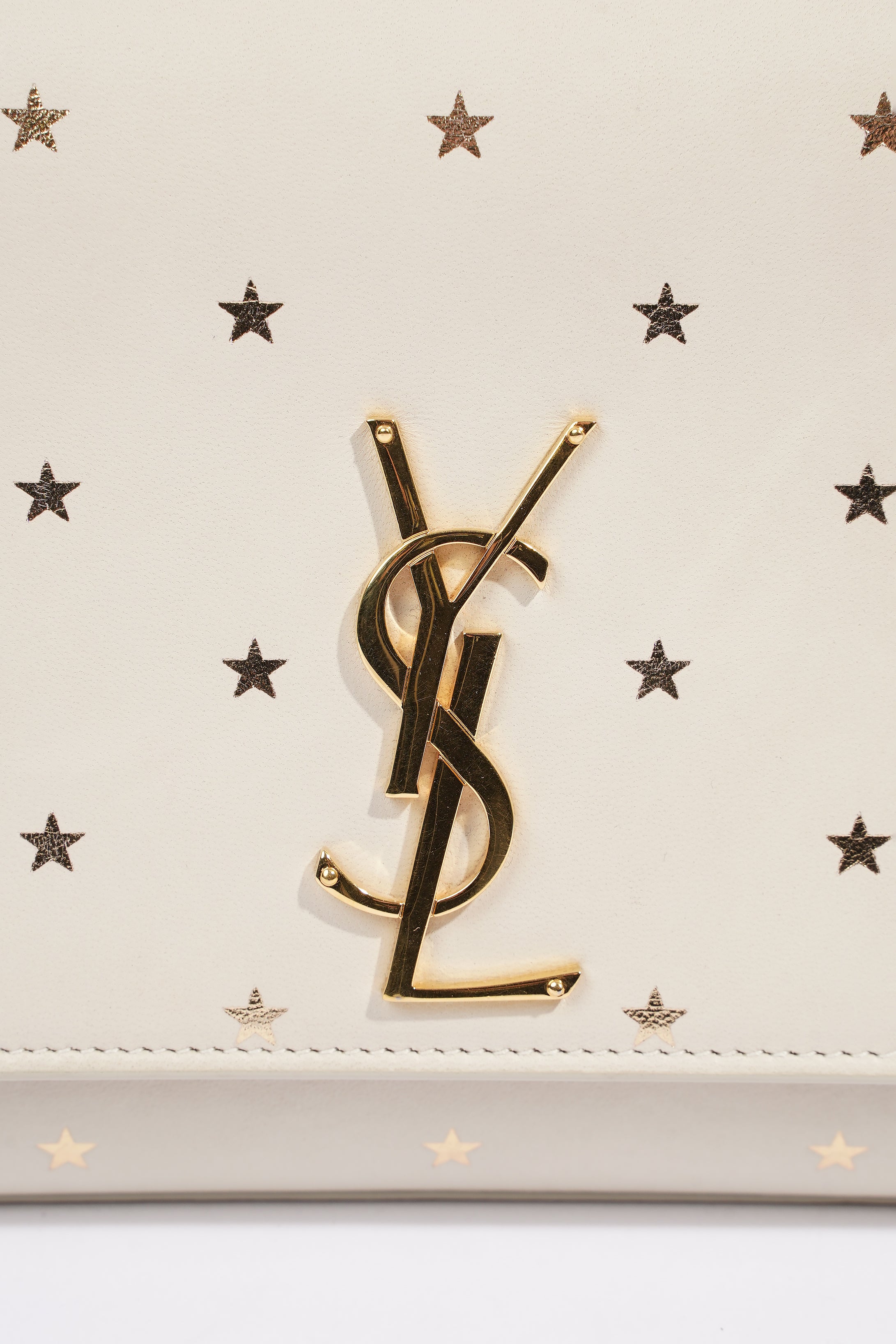 Saint Laurent Kate Cream / Gold Leather Medium