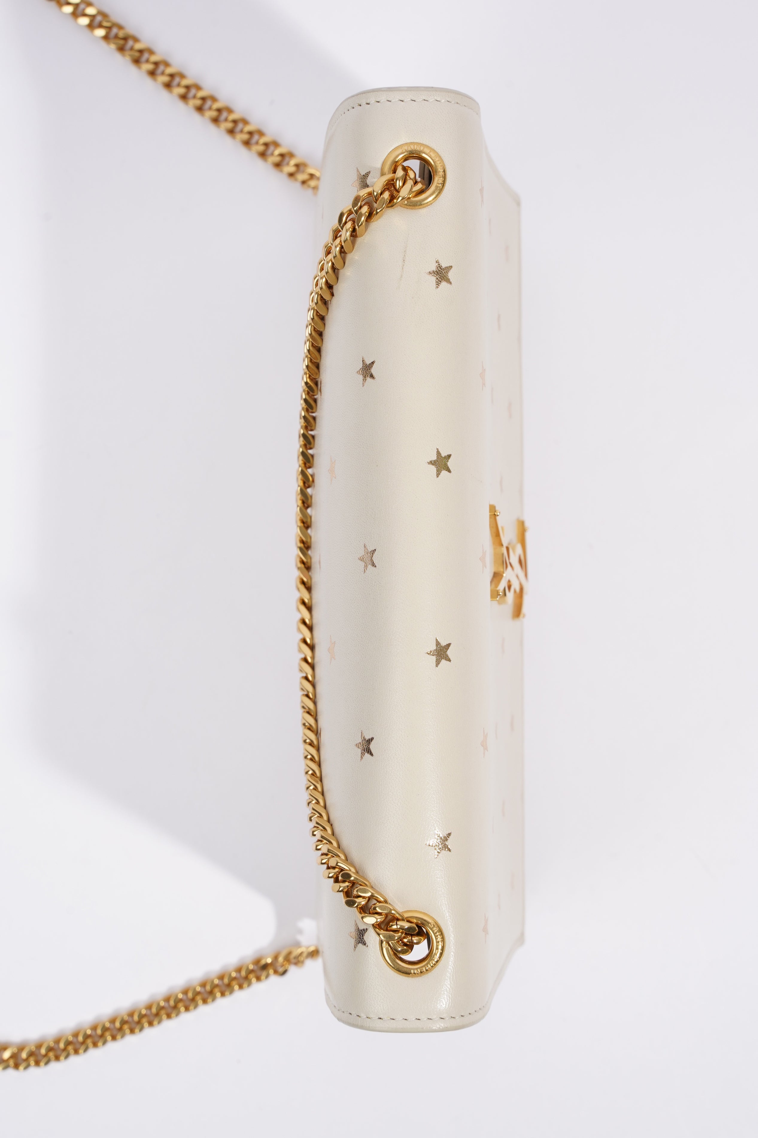 Saint Laurent Kate Cream / Gold Leather Medium