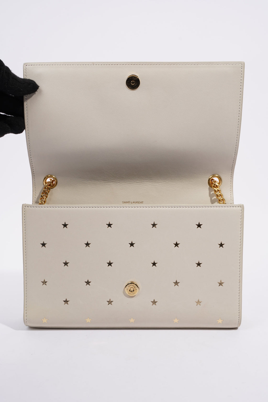 Saint Laurent Kate Cream / Gold Leather Medium