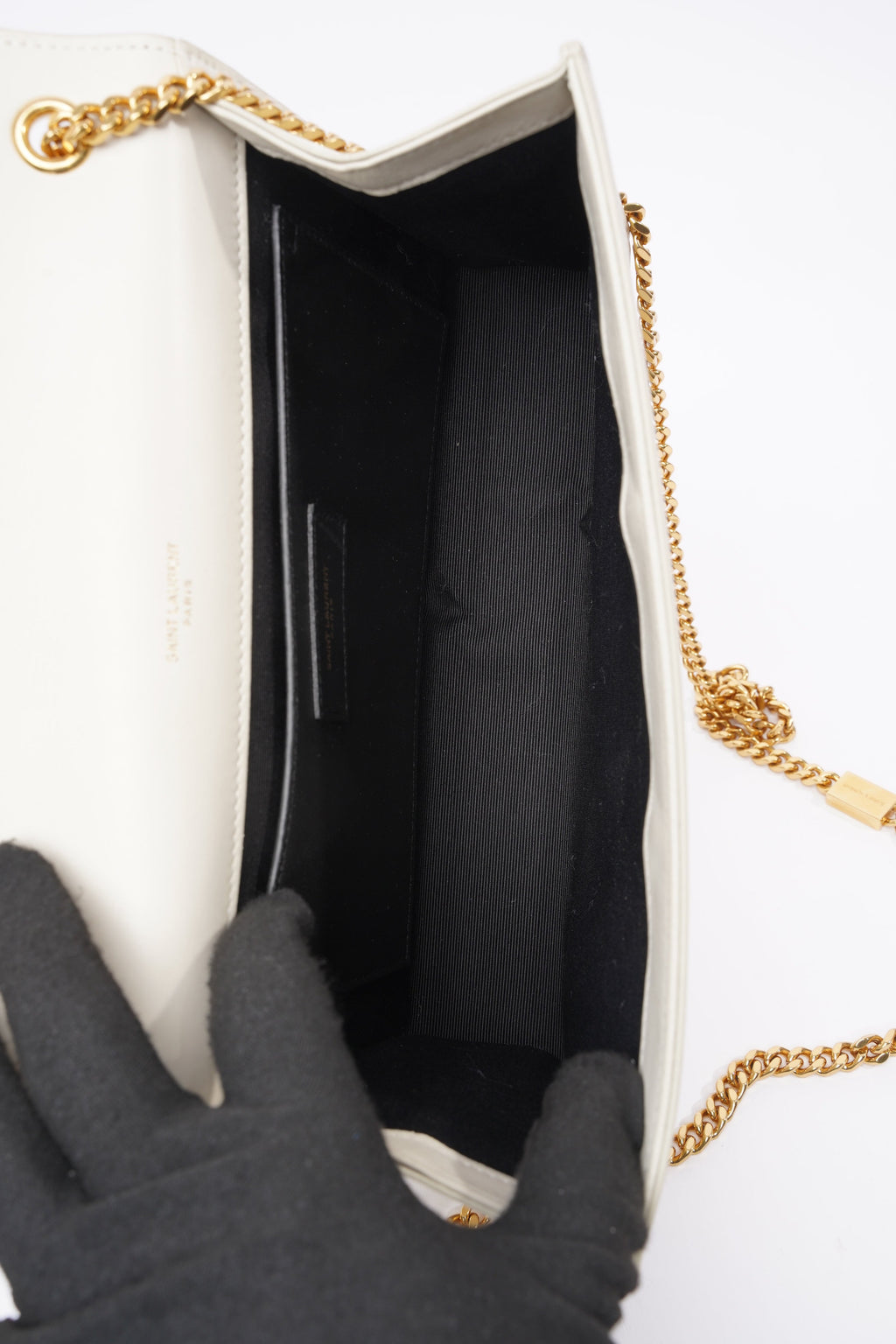 Saint Laurent Kate Cream / Gold Leather Medium