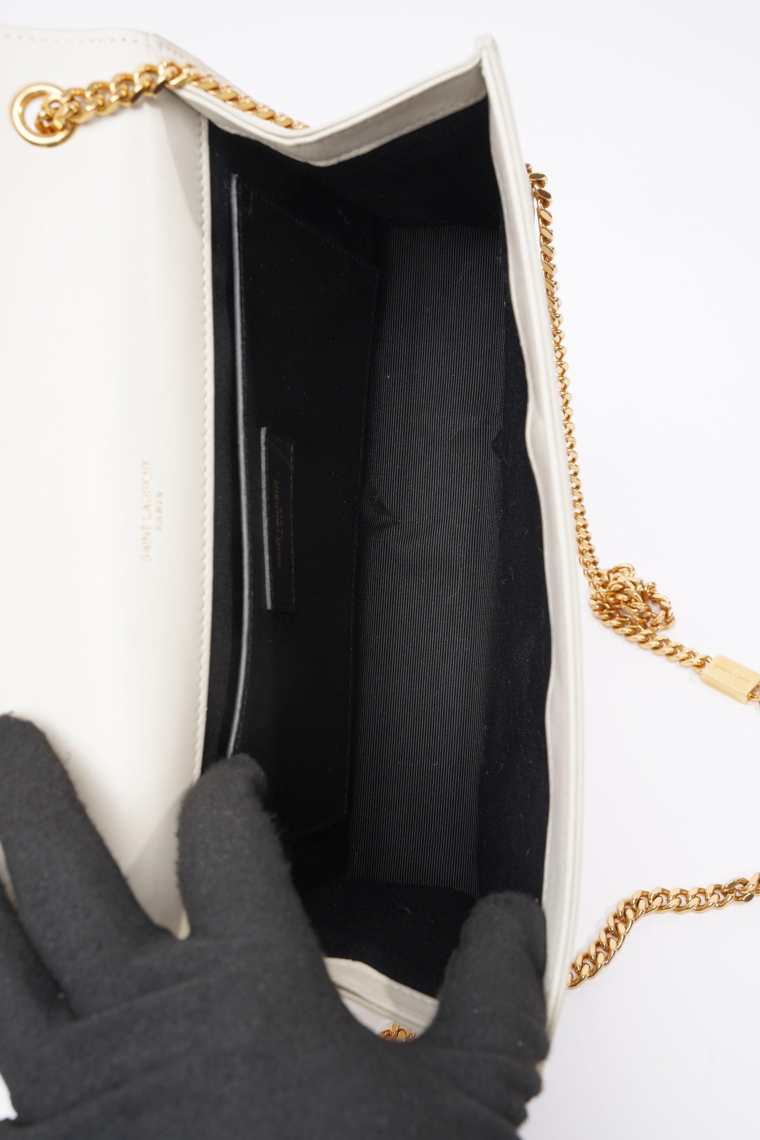 Saint Laurent Kate Cream / Gold Leather Medium