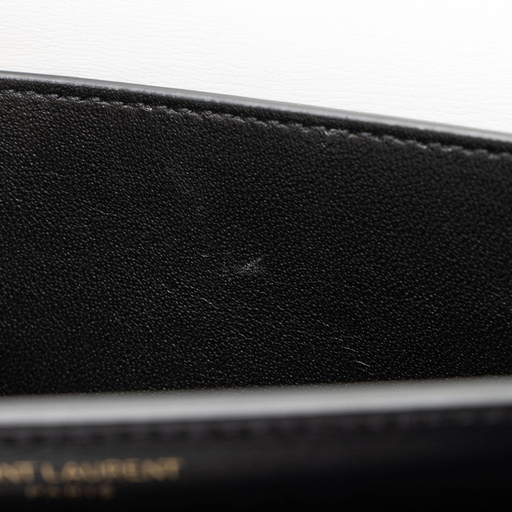 Saint Laurent Bi-Color Grained Calfskin Monogram Sunset Medium Shoulder Bag (SHF-1CzWjR)
