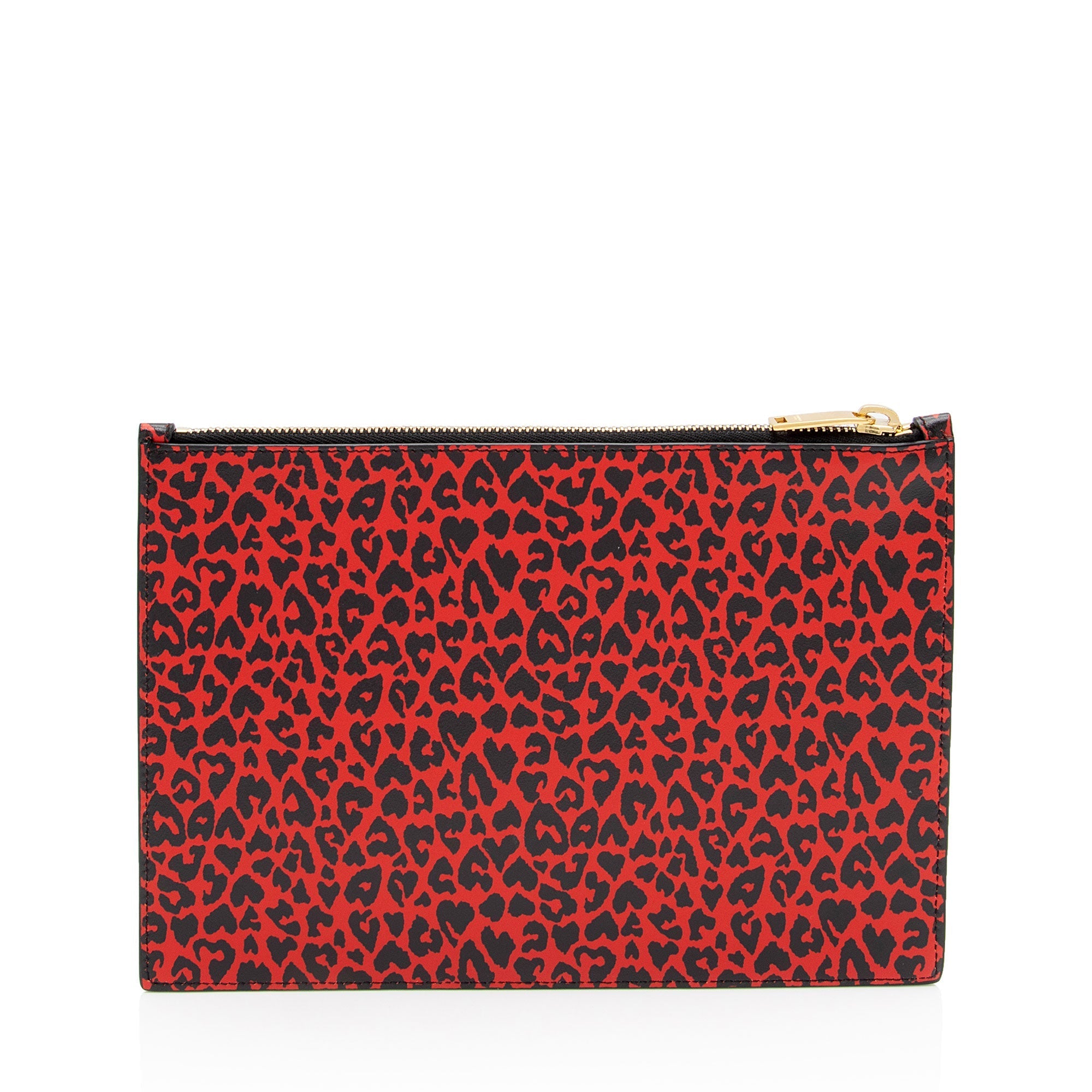 Saint Laurent Calfskin Leopard Zip Pouch (SHF-fYfCwF)