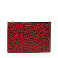 Saint Laurent Calfskin Leopard Zip Pouch (SHF-fYfCwF)