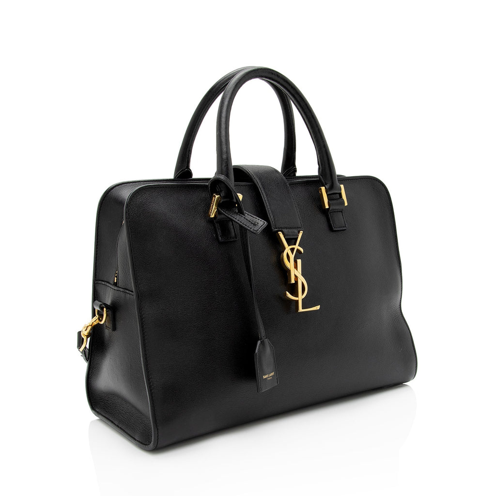 Saint Laurent Calfskin Monogram Baby Cabas Tote (SHF-aWaDWU)