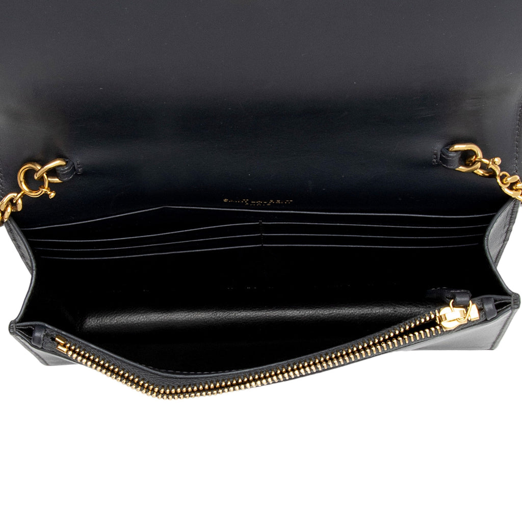 Saint Laurent Calfskin Monogram Kate Tassel Chain Wallet (SHF-GJz8iT)