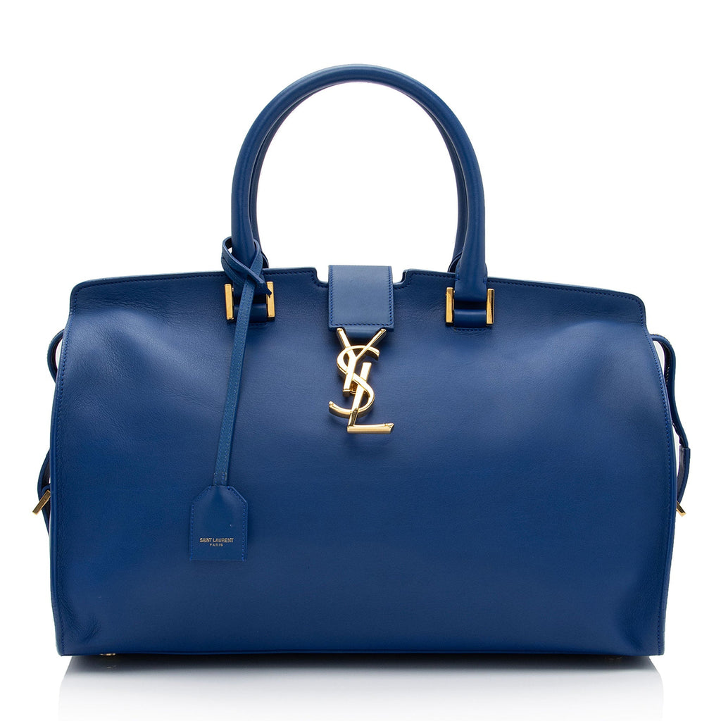 Saint Laurent Calfskin Monogram Medium Cabas Tote (SHF-gfxpGY)