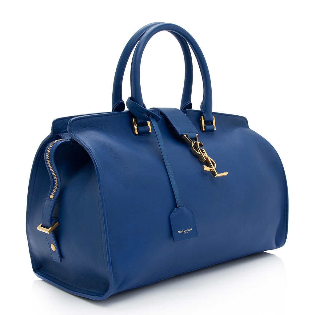 Saint Laurent Calfskin Monogram Medium Cabas Tote (SHF-gfxpGY)