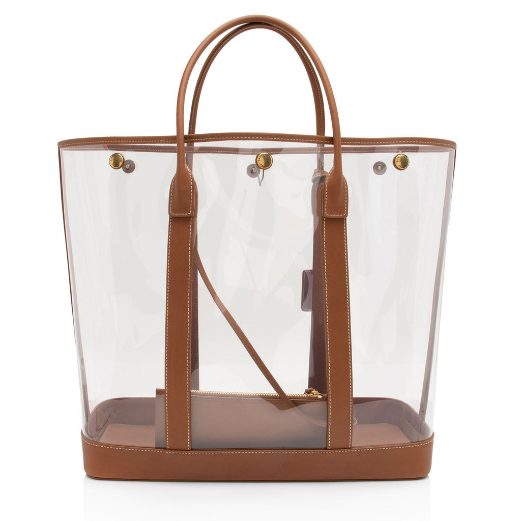 Saint Laurent Calfskin Vinyl Cabas Tote (SHF-wgVvKm)