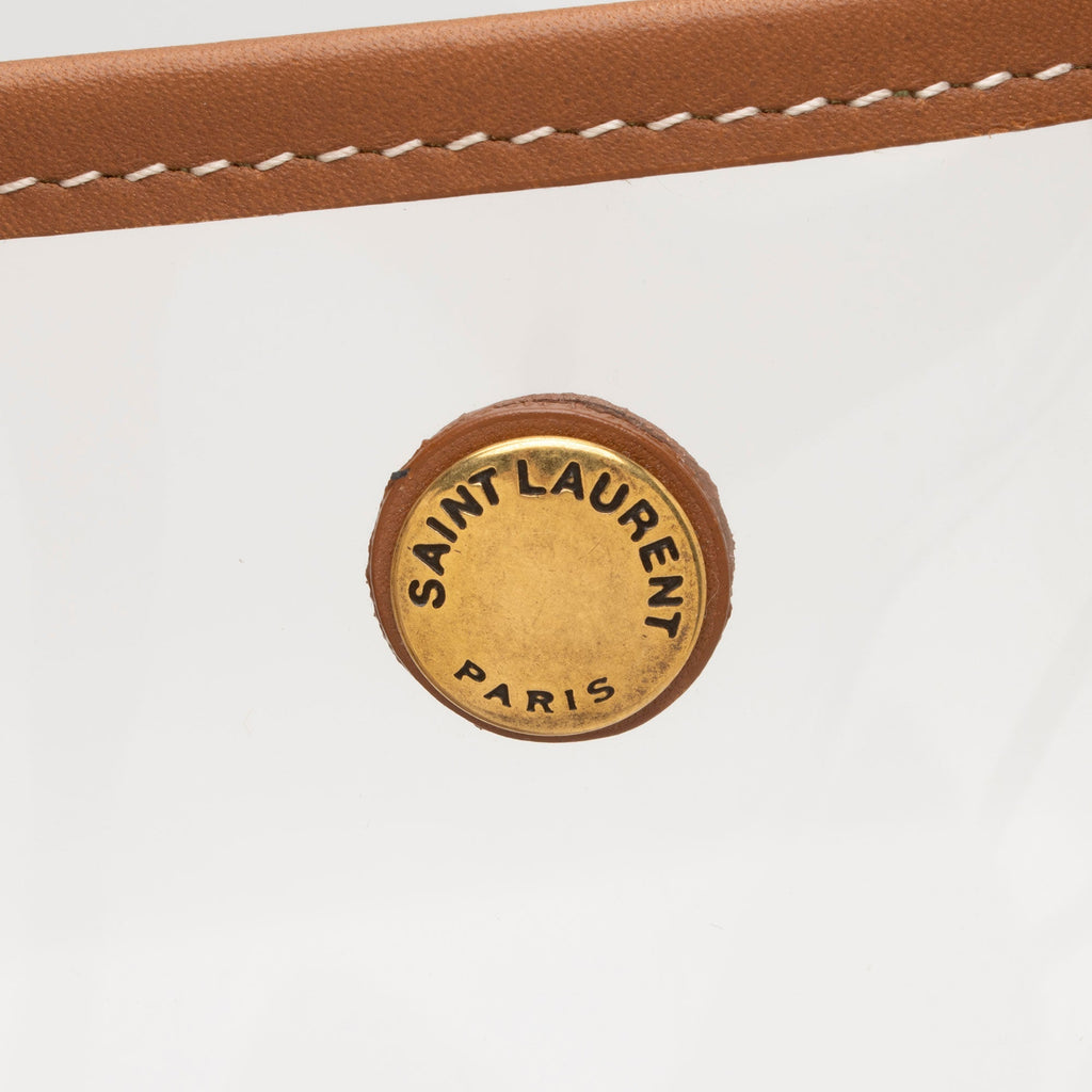 Saint Laurent Calfskin Vinyl Cabas Tote (SHF-wgVvKm)
