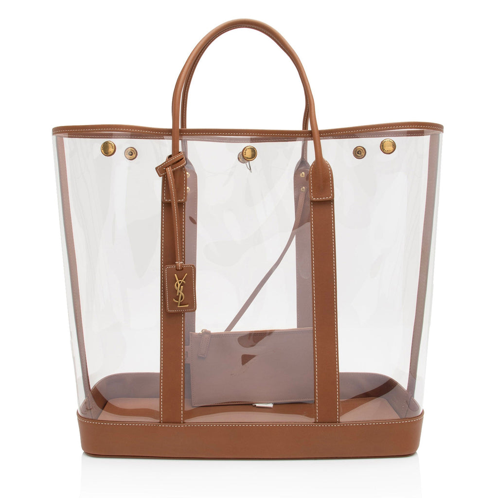 Saint Laurent Calfskin Vinyl Cabas Tote (SHF-wgVvKm)