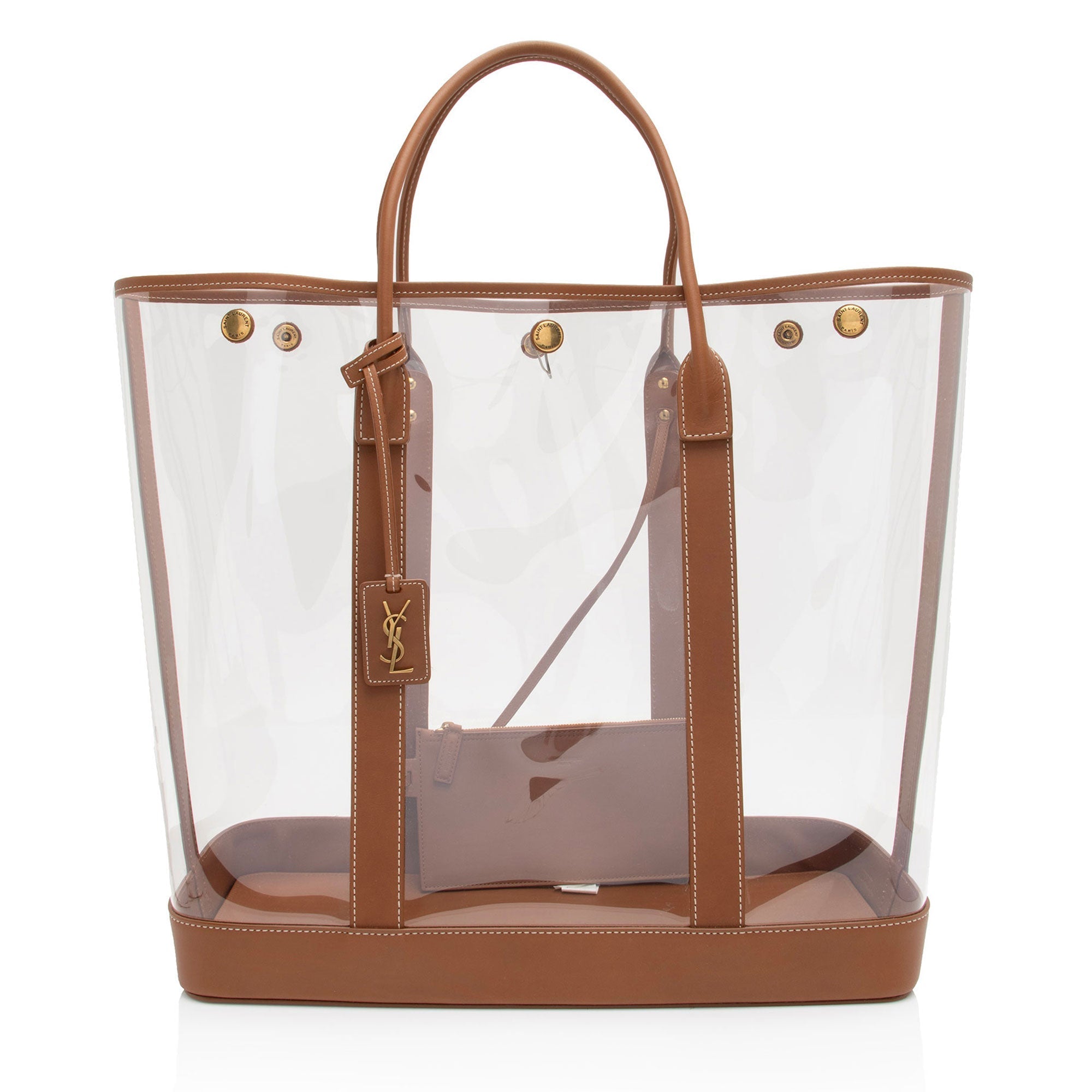 Saint Laurent Calfskin Vinyl Cabas Tote (SHF-wgVvKm)