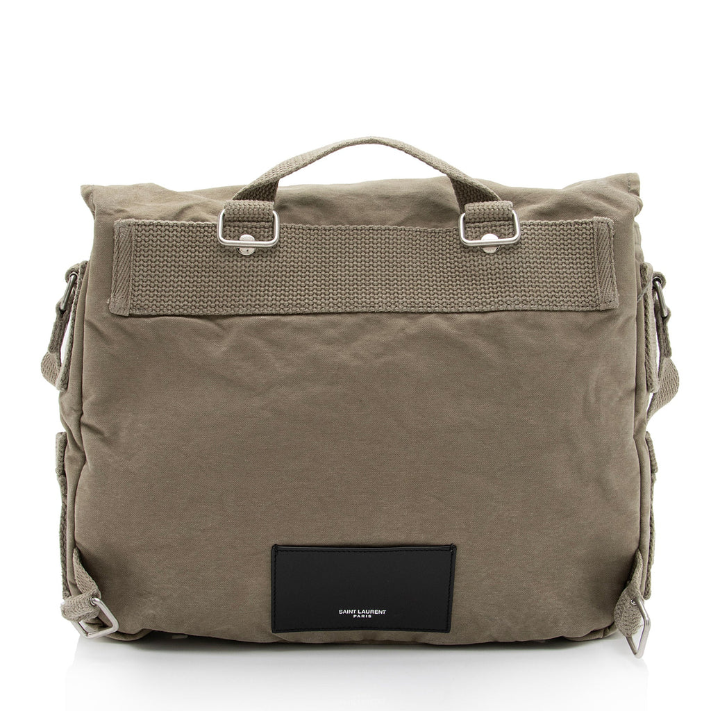 Saint Laurent Canvas Army Messenger Bag (SHF-tH8n4I)