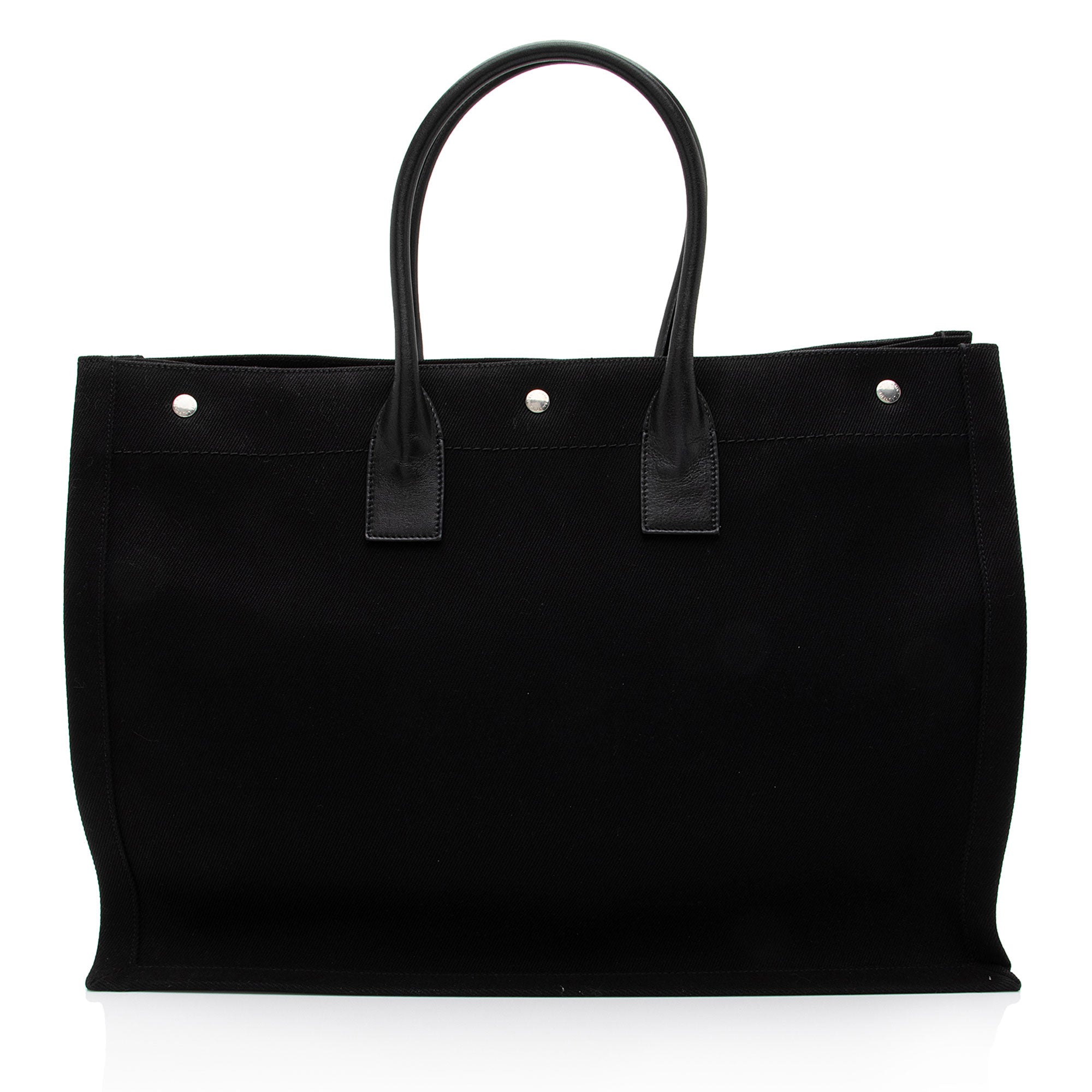 Saint Laurent Canvas Calfskin Rive Gauche Large Tote (SHF-PjHcZm)