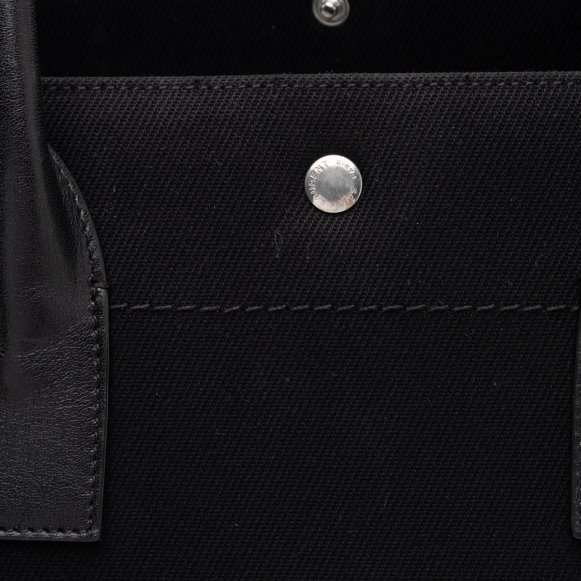 Saint Laurent Canvas Calfskin Rive Gauche Large Tote (SHF-PjHcZm)