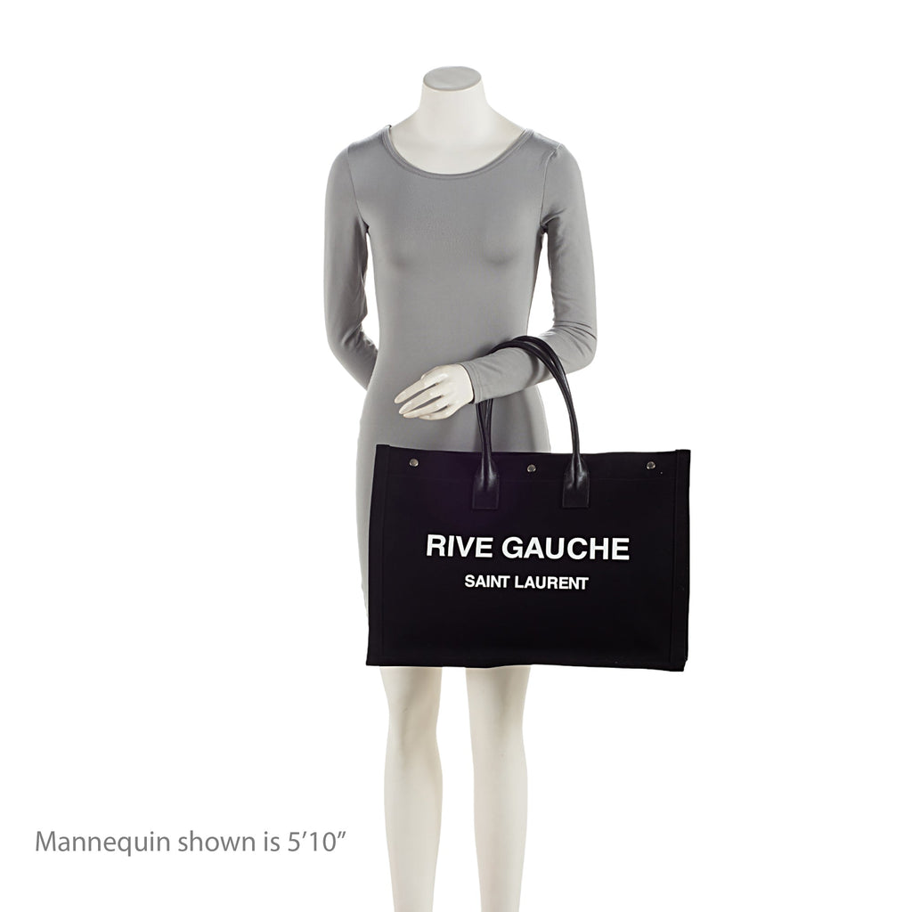 Saint Laurent Canvas Calfskin Rive Gauche Large Tote (SHF-PjHcZm)