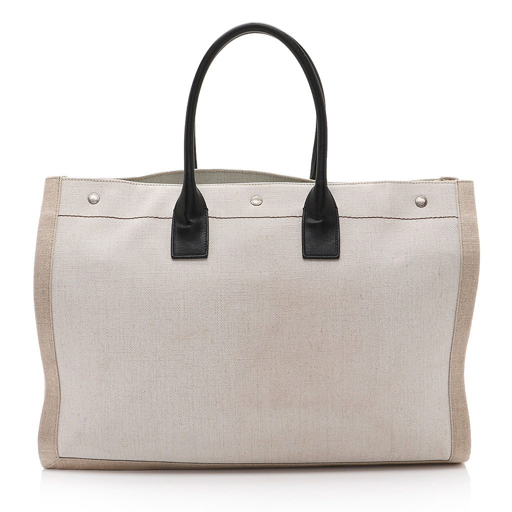 Saint Laurent Canvas Calfskin Rive Gauche Large Tote (SHF-Ti5Jyi)