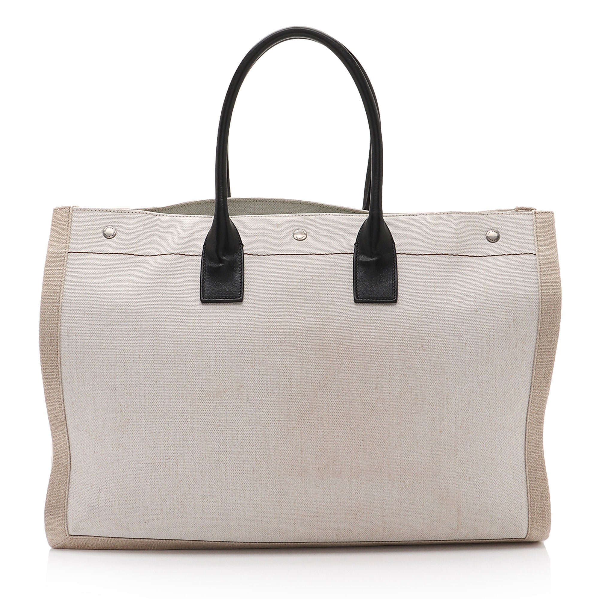 Saint Laurent Canvas Calfskin Rive Gauche Large Tote (SHF-Ti5Jyi)