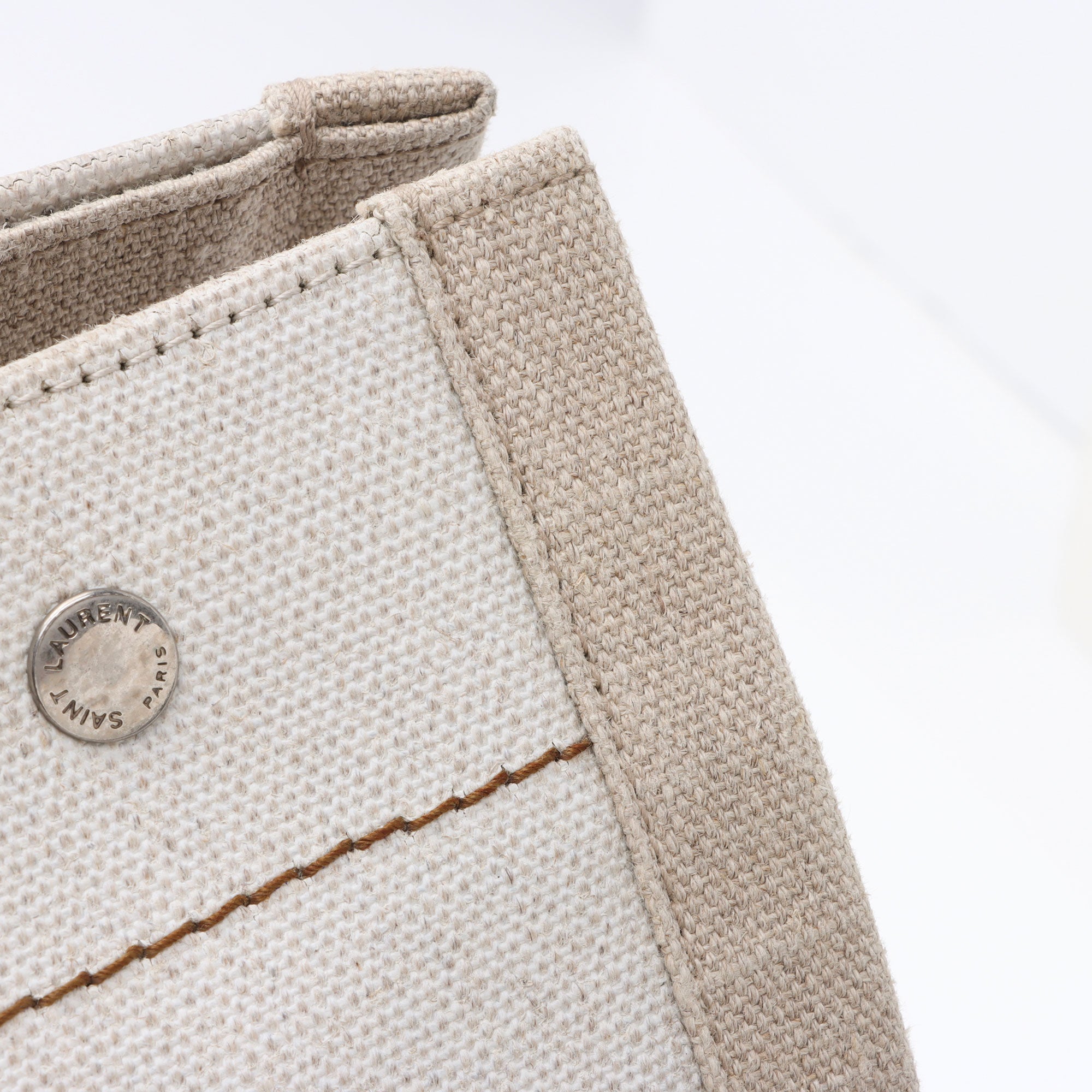 Saint Laurent Canvas Calfskin Rive Gauche Large Tote (SHF-Ti5Jyi)