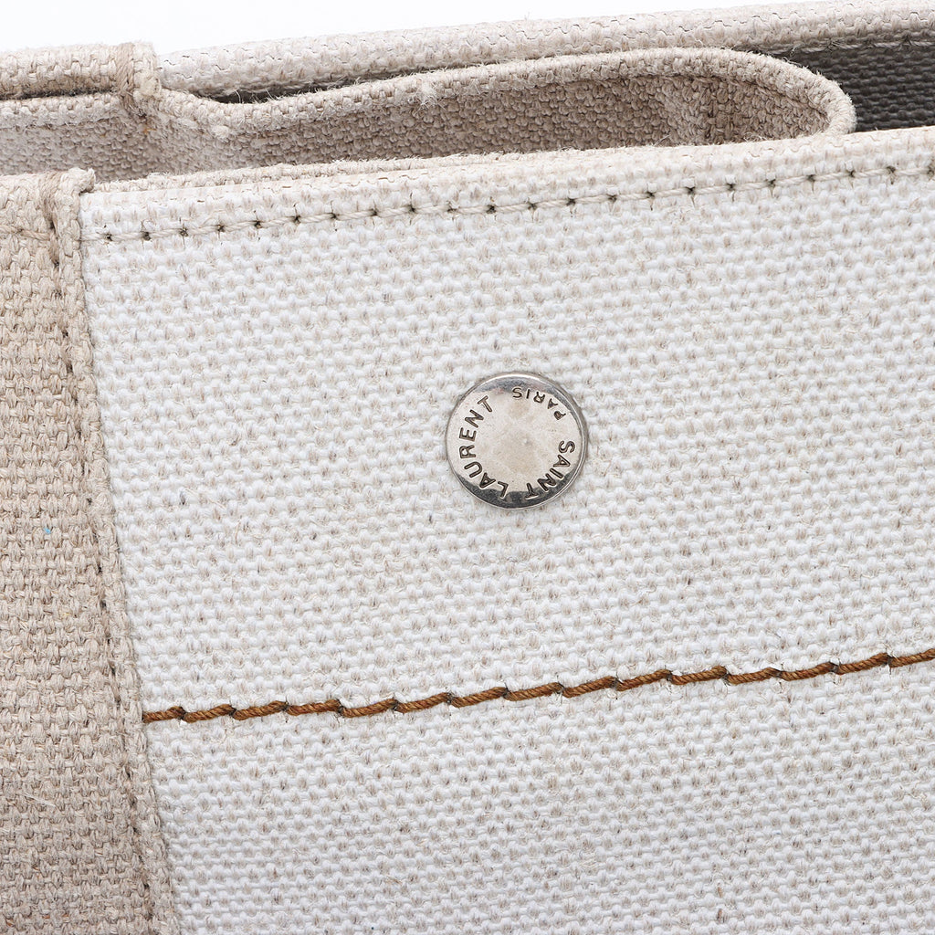 Saint Laurent Canvas Calfskin Rive Gauche Large Tote (SHF-Ti5Jyi)