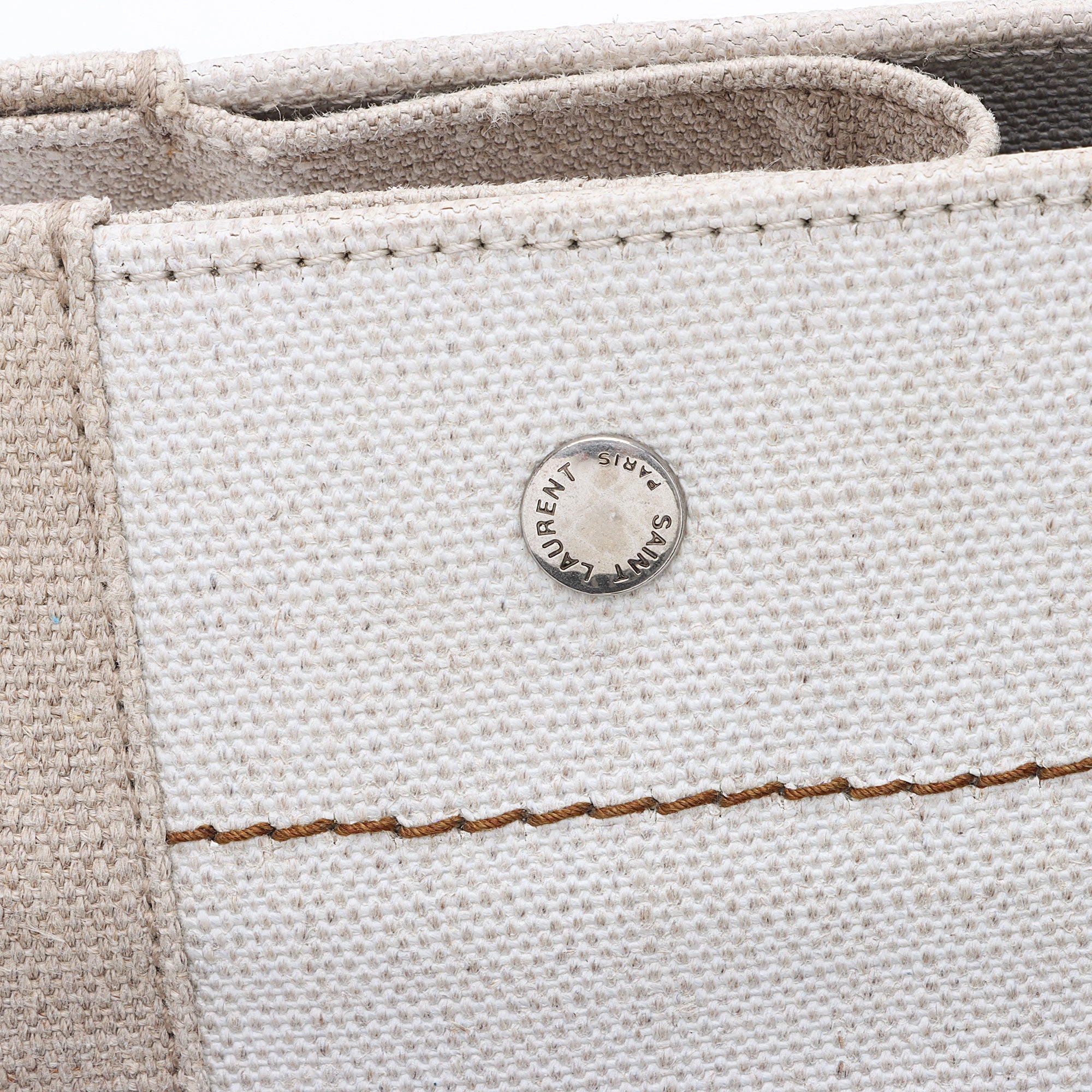 Saint Laurent Canvas Calfskin Rive Gauche Large Tote (SHF-Ti5Jyi)